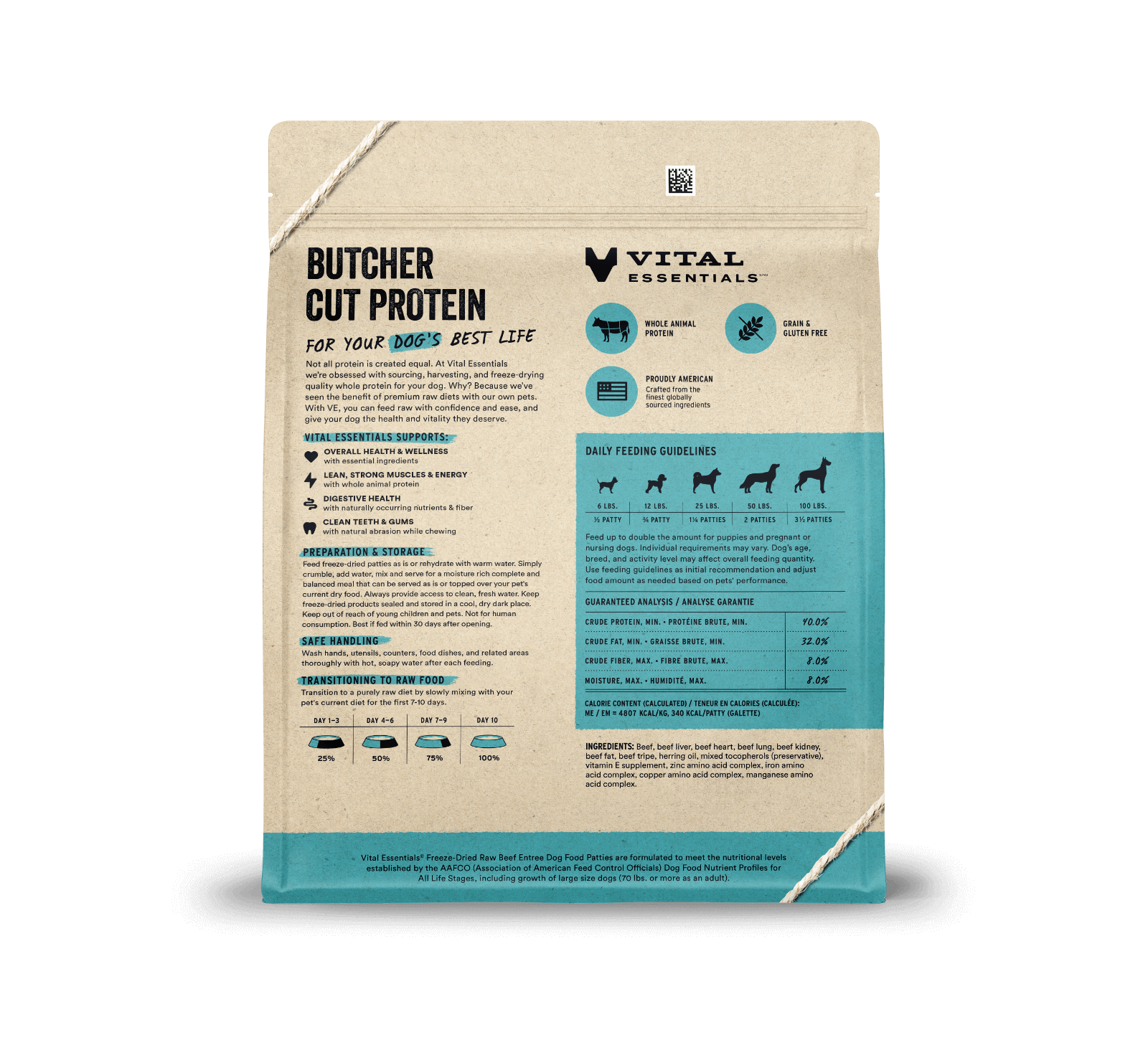 package back vital essentials®_freeze-dried raw_beef_entree_patties_dog food