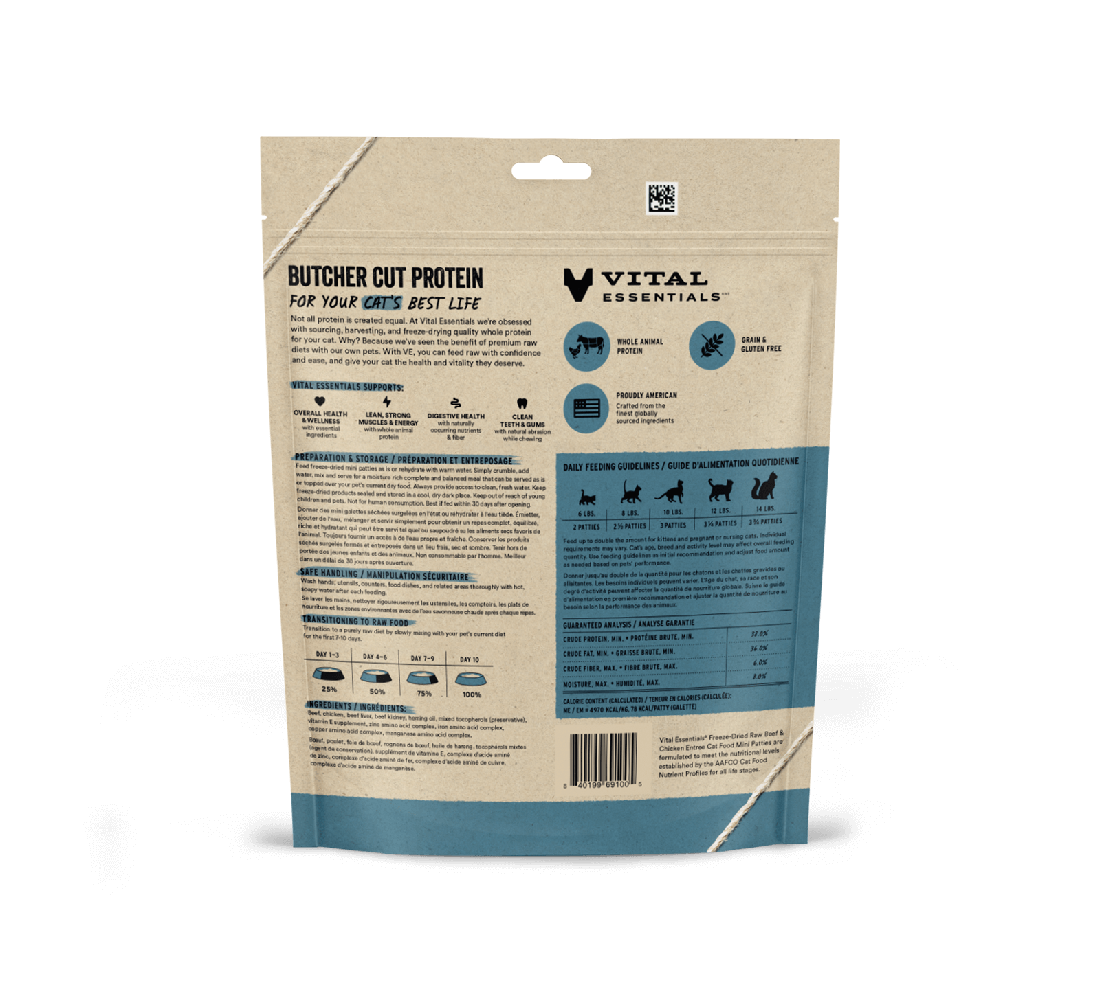 package back vital essentials®_freeze-dried raw_beef & chicken_entree_mini patties_cat food