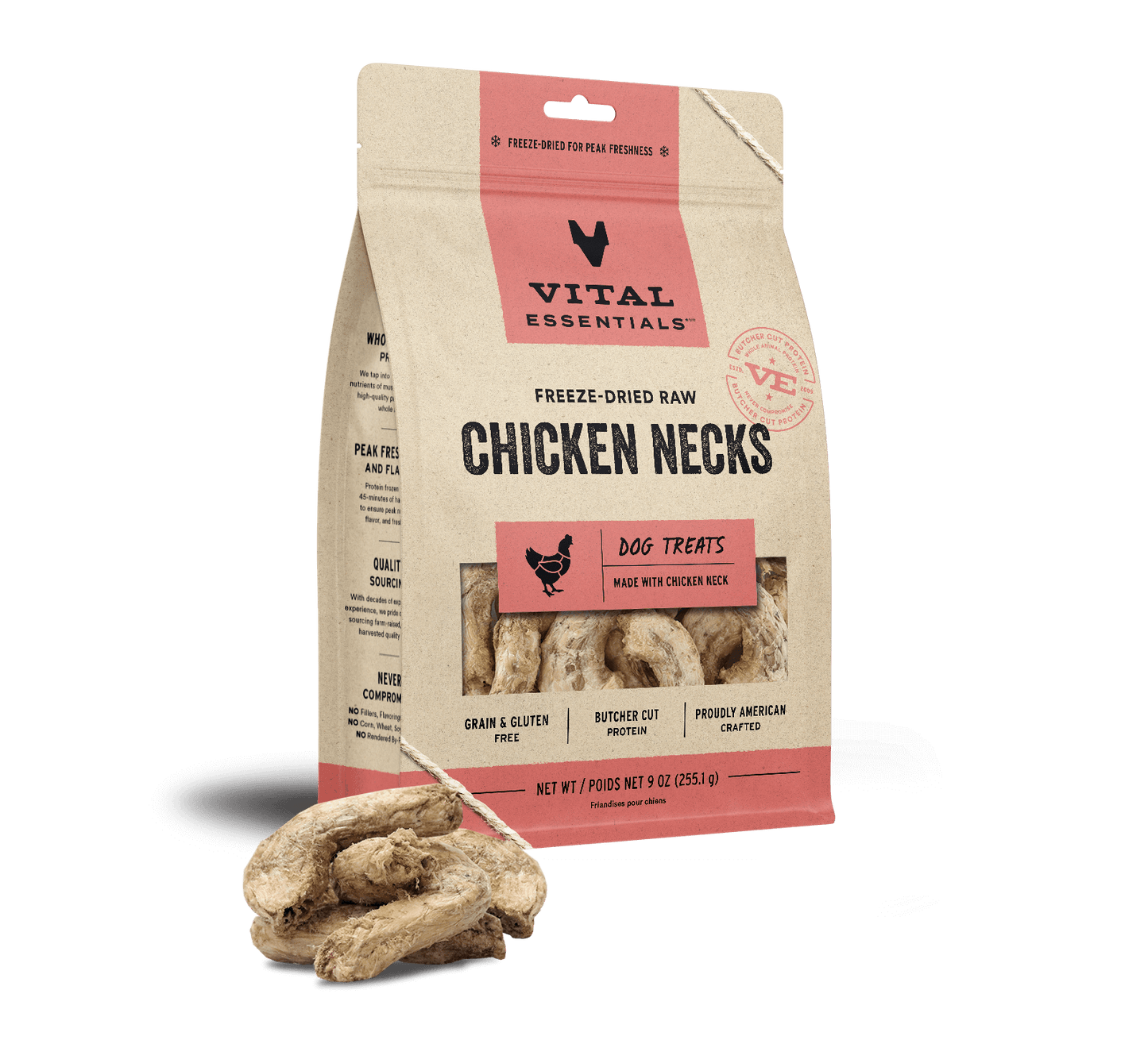 package front vital essentials®_freeze-dried raw_chicken necks___dog treats