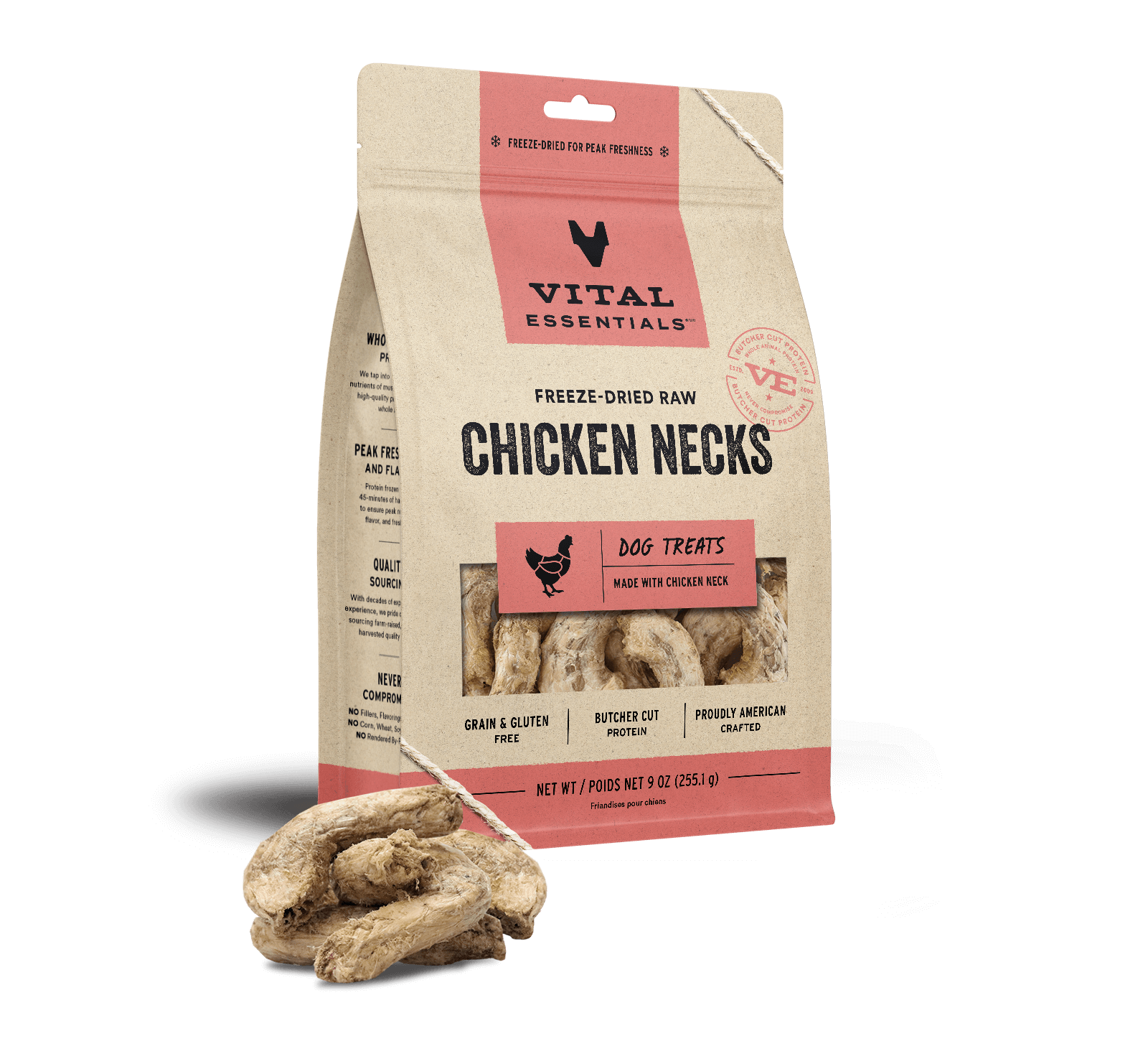 package front vital essentials®_freeze-dried raw_chicken necks___dog treats