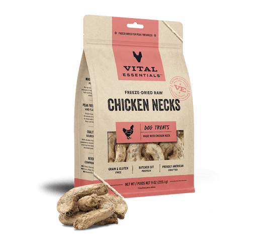 package front vital essentials®_freeze-dried raw_chicken necks___dog treats