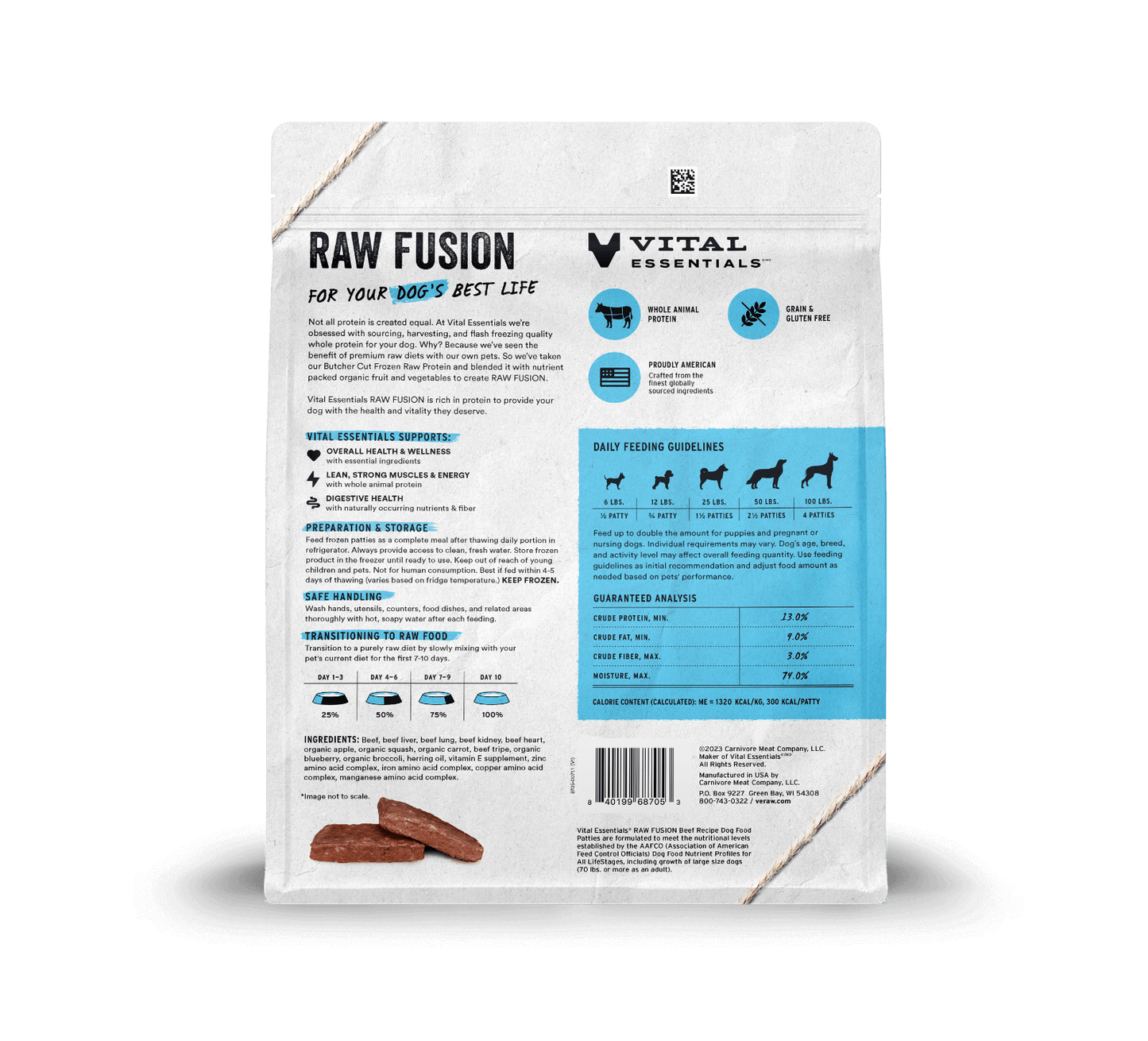 package back vital essentials®_raw fusion_beef_recipe_patties_dog food