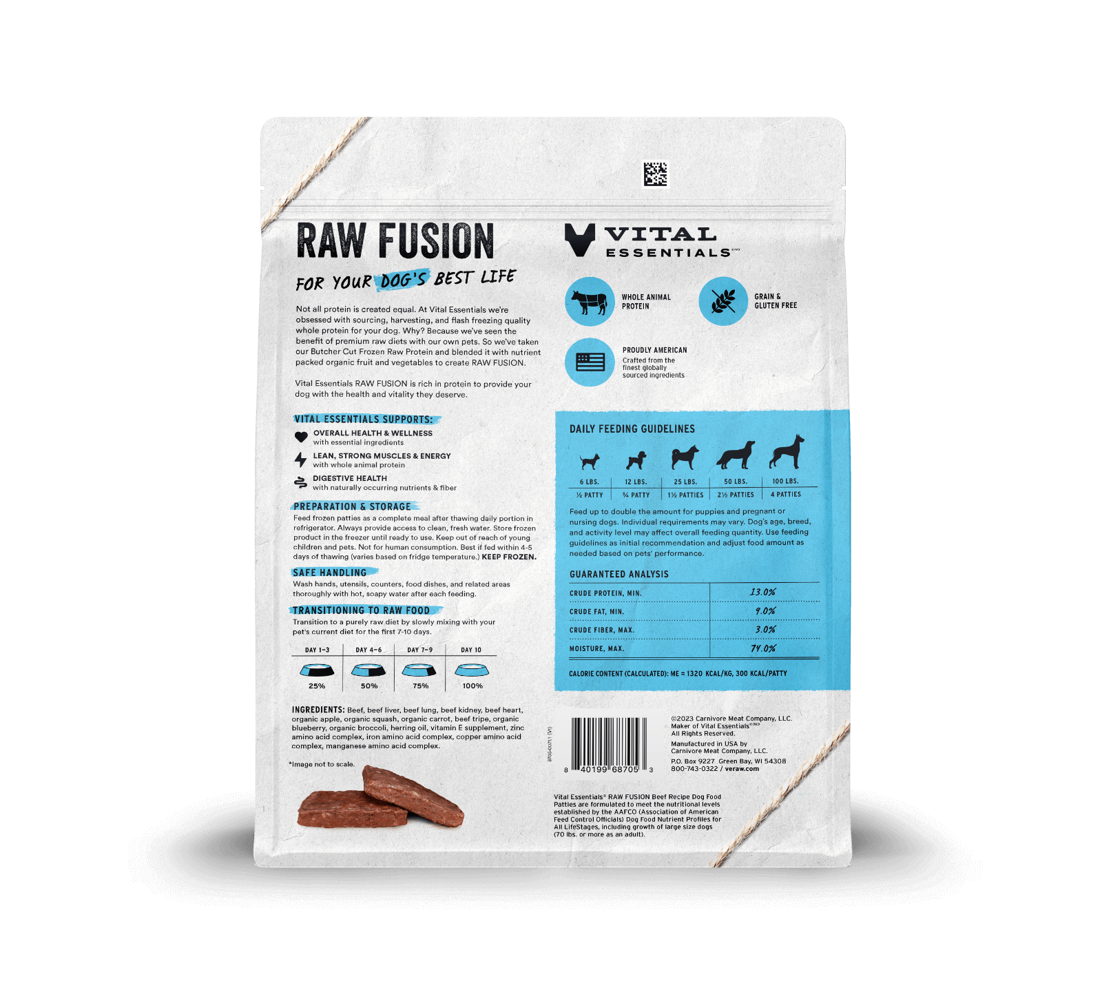 package back vital essentials®_raw fusion_beef_recipe_patties_dog food