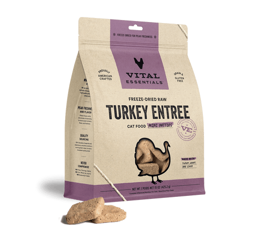 package front vital essentials®_freeze-dried raw_turkey_entree_mini patties_cat food