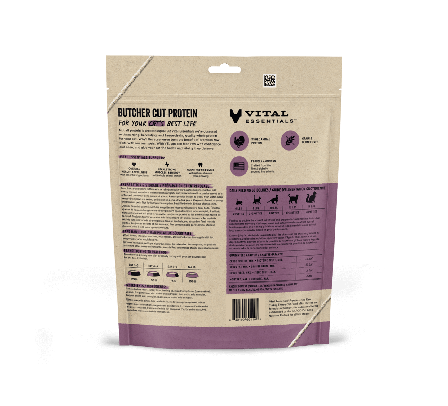 package back vital essentials®_freeze-dried raw_turkey_entree_mini patties_cat food