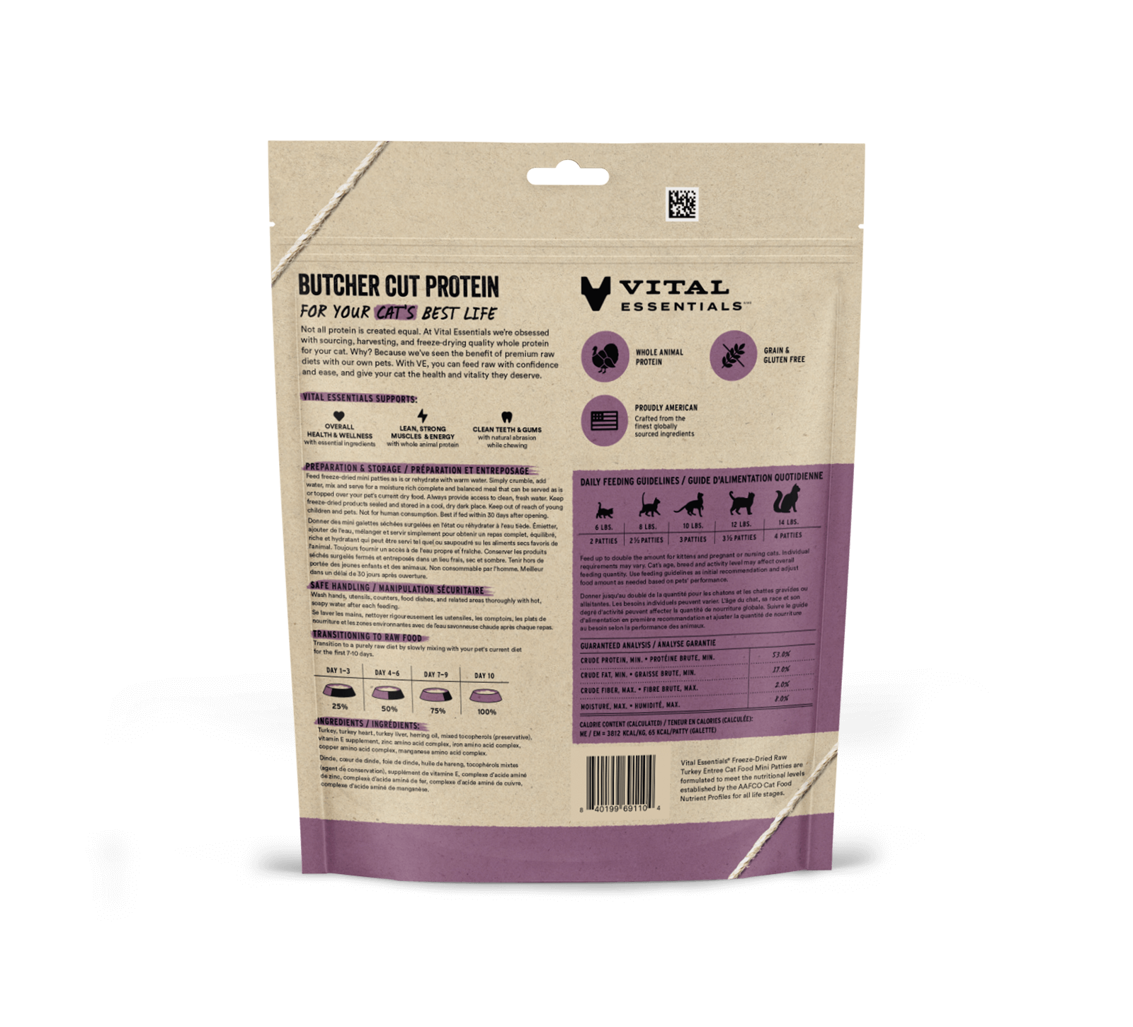 package back vital essentials®_freeze-dried raw_turkey_entree_mini patties_cat food