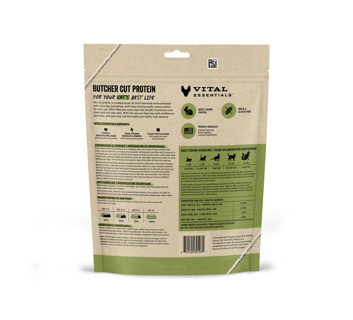 package back vital essentials®_freeze-dried raw_rabbit_entree_mini patties_cat food