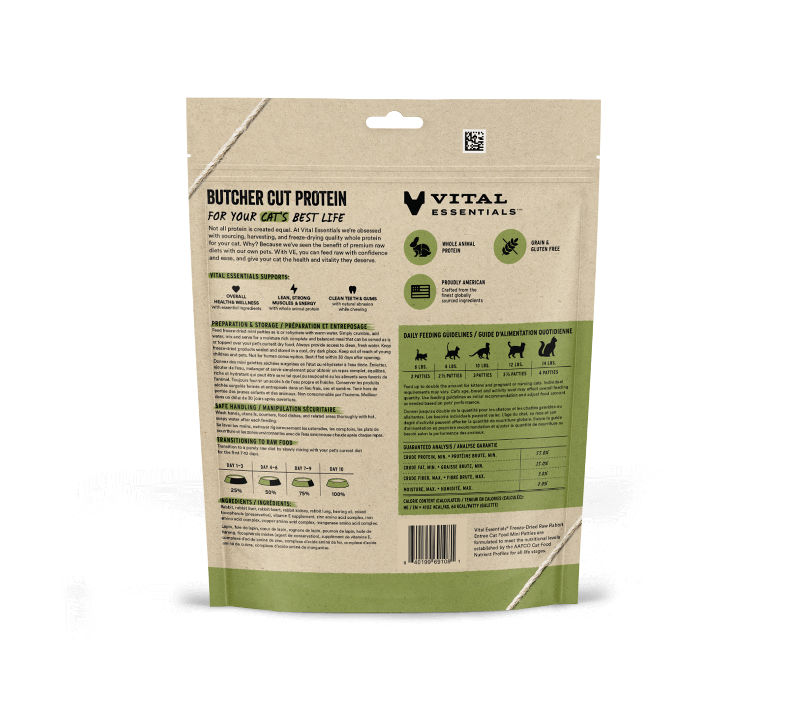 package back vital essentials®_freeze-dried raw_rabbit_entree_mini patties_cat food