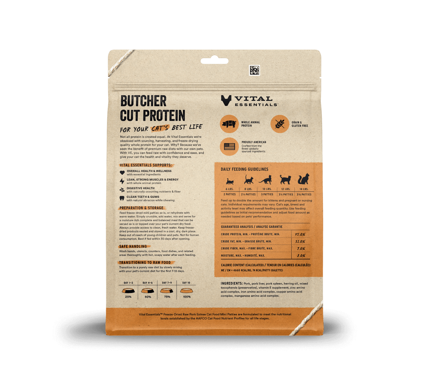 package back vital essentials®_freeze-dried raw_pork_entree_mini patties_cat food