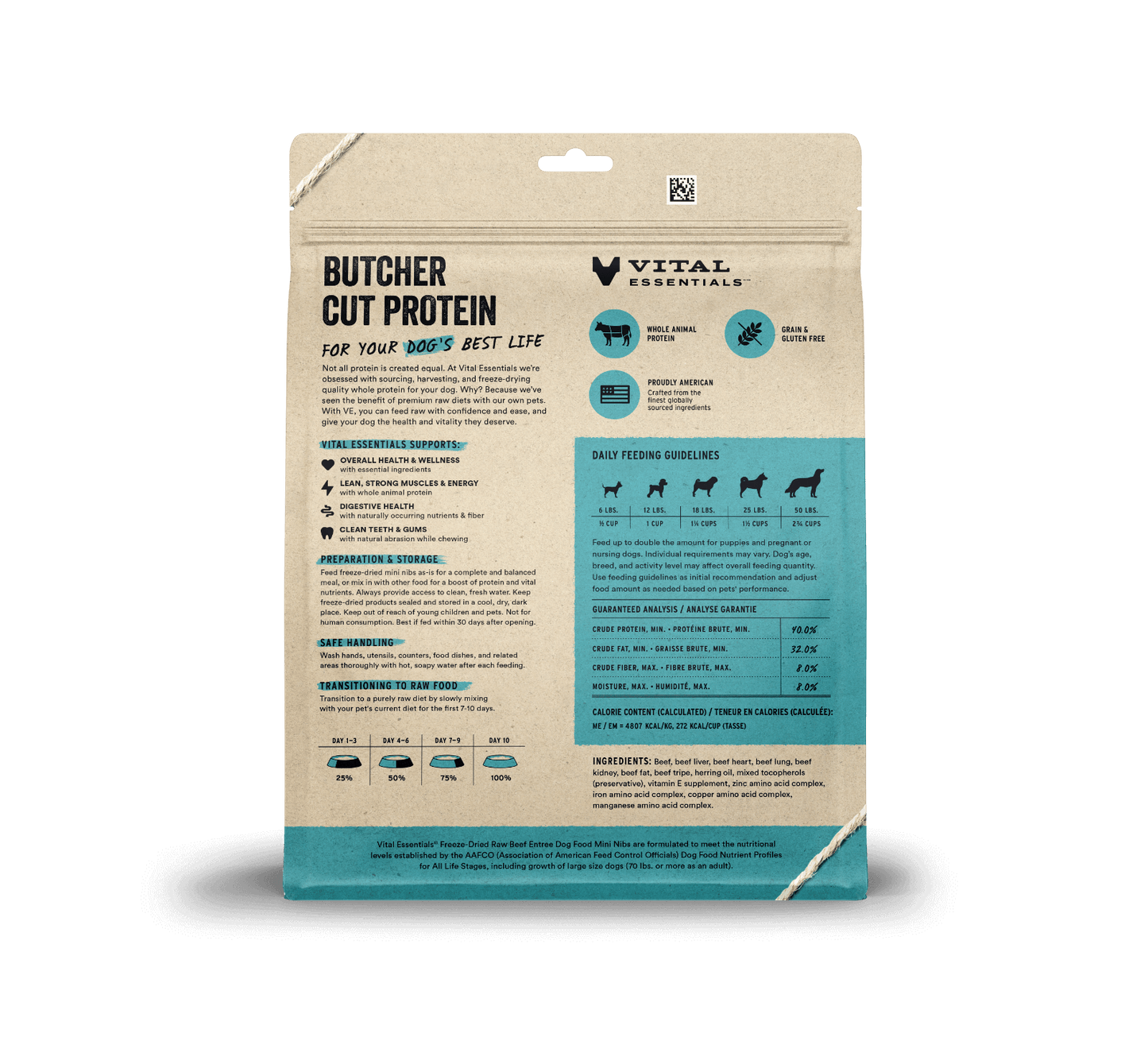 package back vital essentials®_freeze-dried raw_beef_entree_mini nibs_dog food