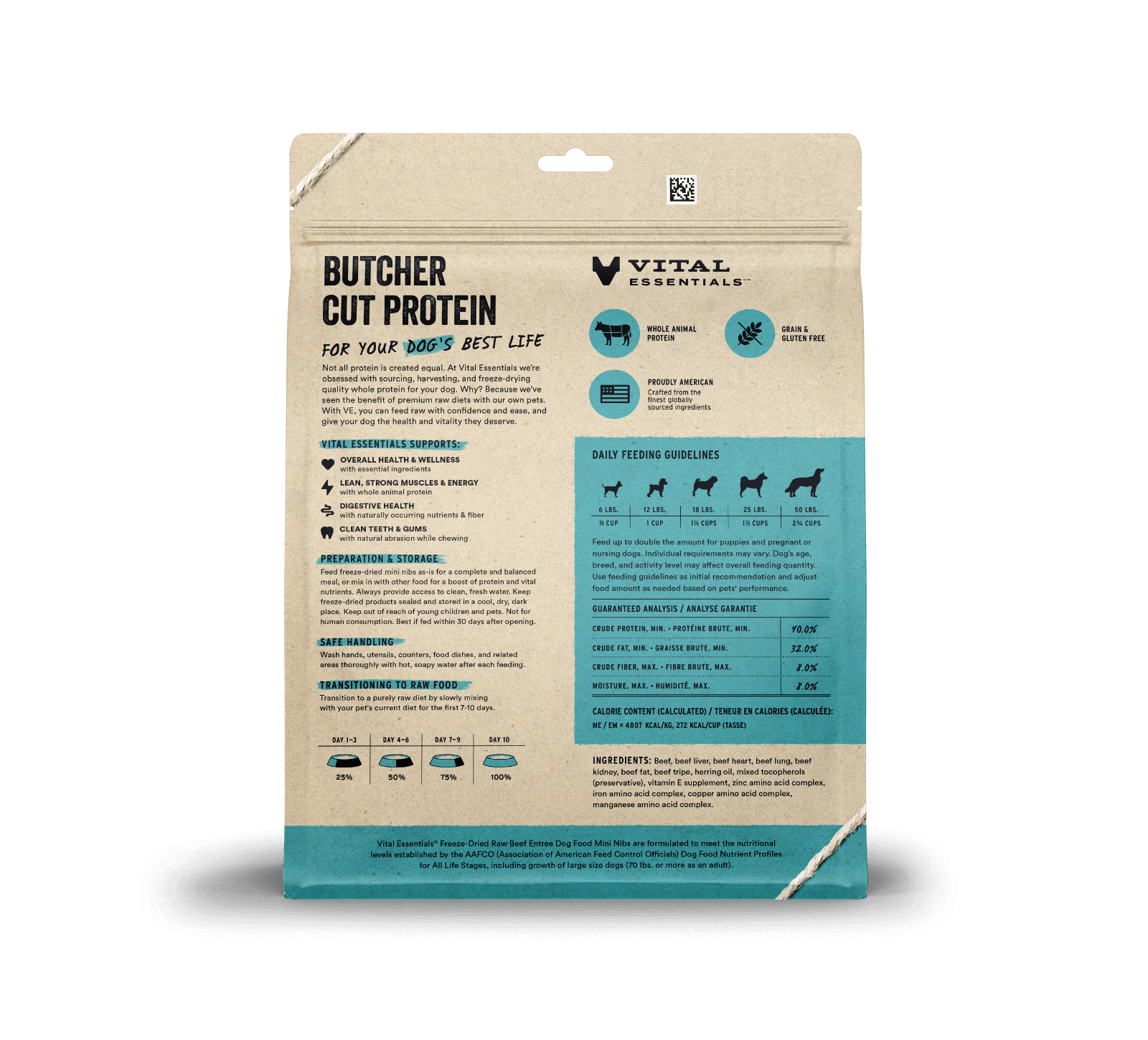 package back vital essentials®_freeze-dried raw_beef_entree_mini nibs_dog food