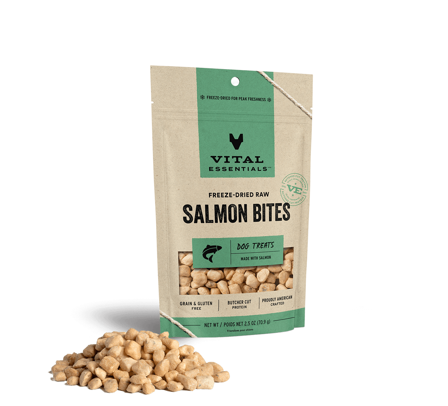 package front vital essentials®_freeze-dried raw_salmon_bites__dog treats