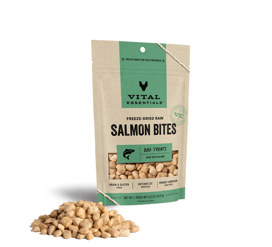 package front vital essentials®_freeze-dried raw_salmon_bites__dog treats