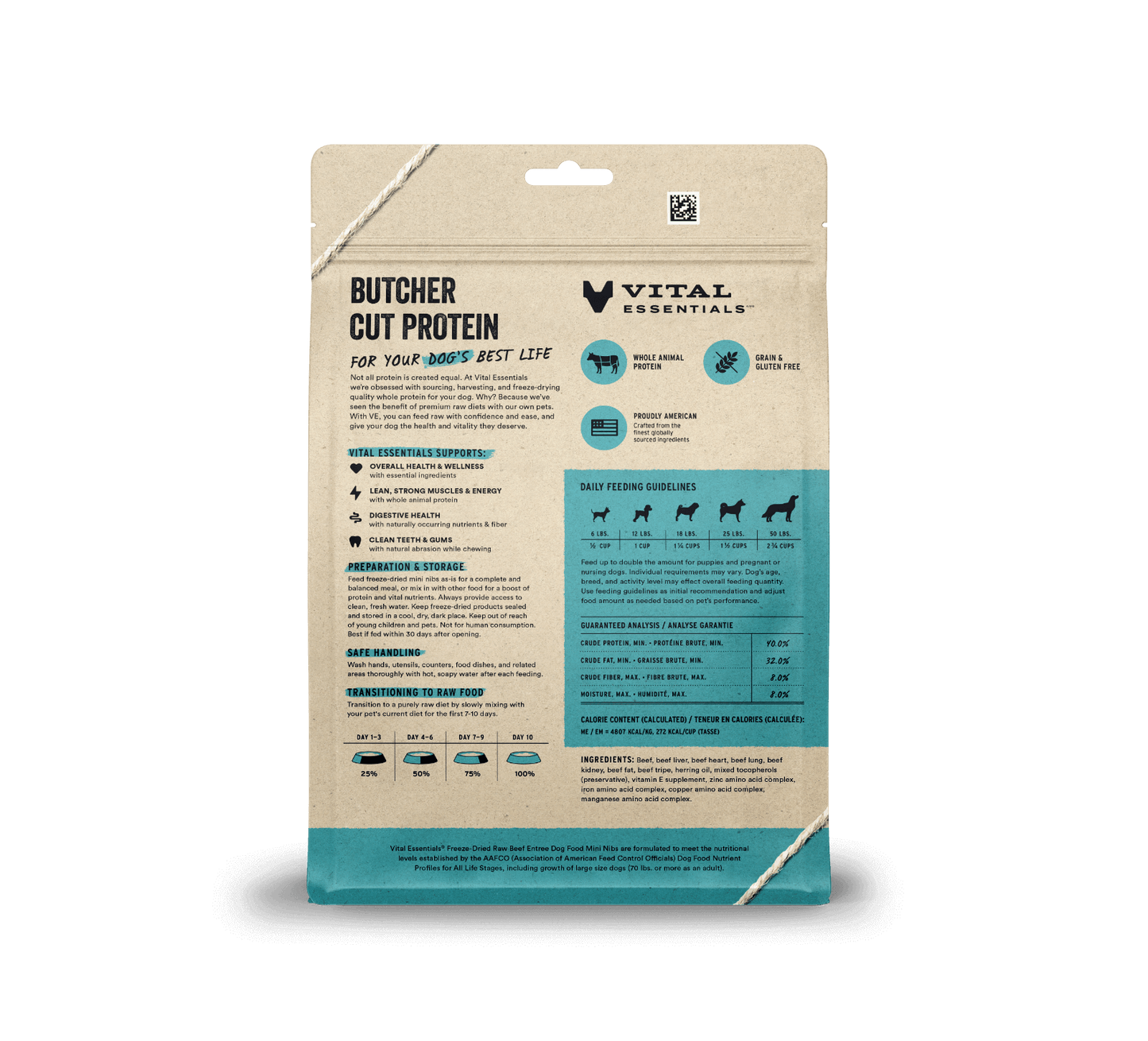 package back vital essentials®_freeze-dried raw_beef_entree_mini nibs_dog food