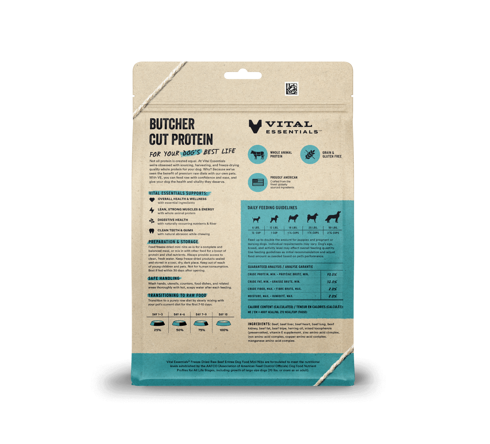 package back vital essentials®_freeze-dried raw_beef_entree_mini nibs_dog food