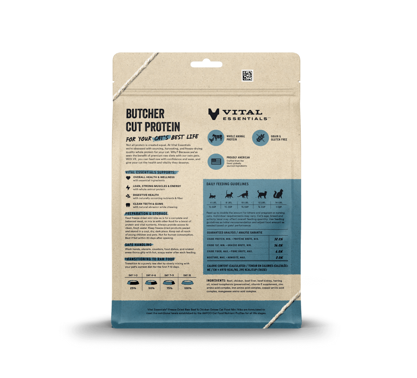 package back vital essentials®_freeze-dried raw_beef & chicken_entree_mini nibs_cat food