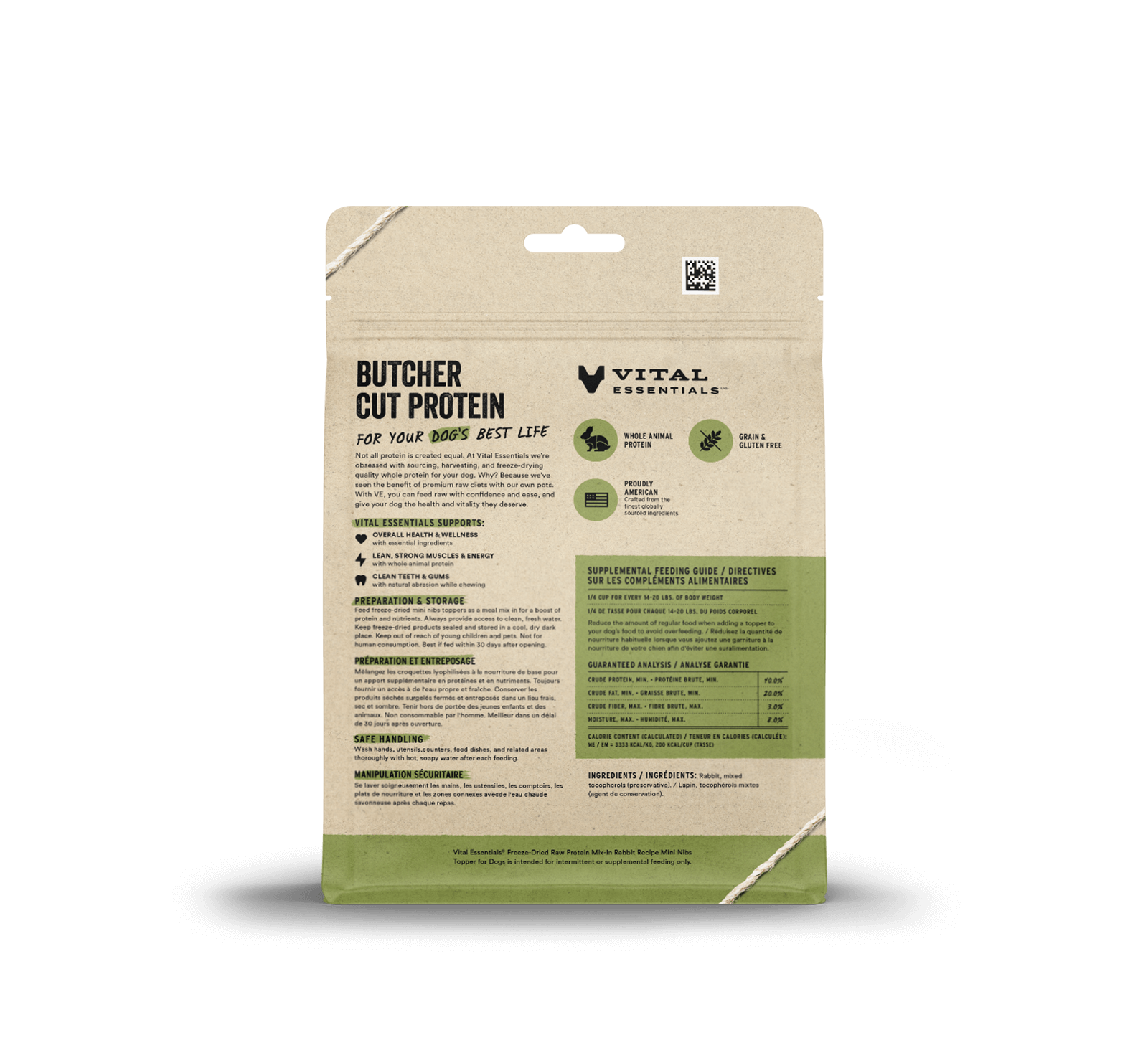 package back vital essentials®_freeze-dried raw protein mix-in_rabbit_recipe_mini nibs_topper for dogs