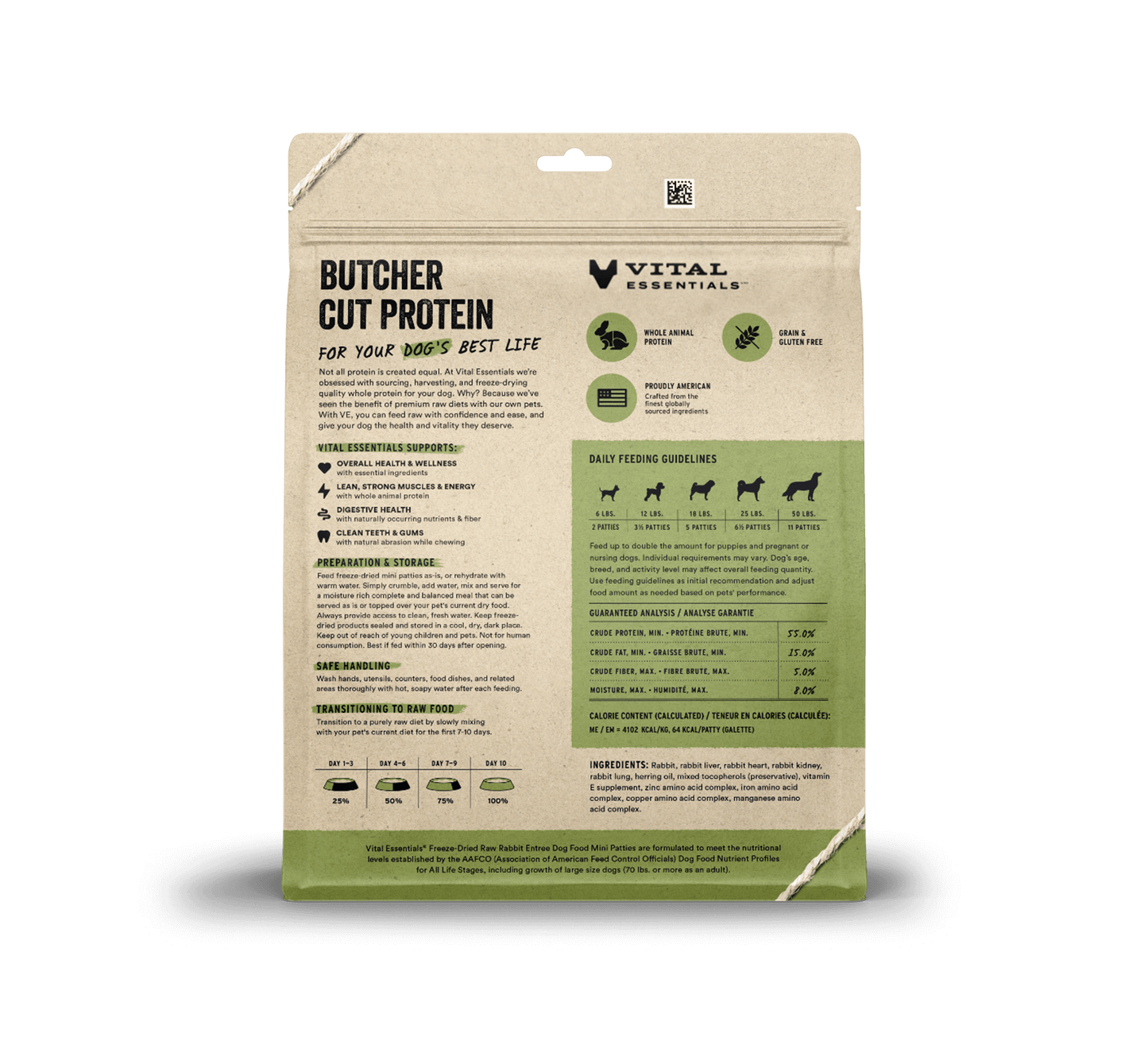 package back vital essentials®_freeze-dried raw_rabbit_entree_mini patties_dog food