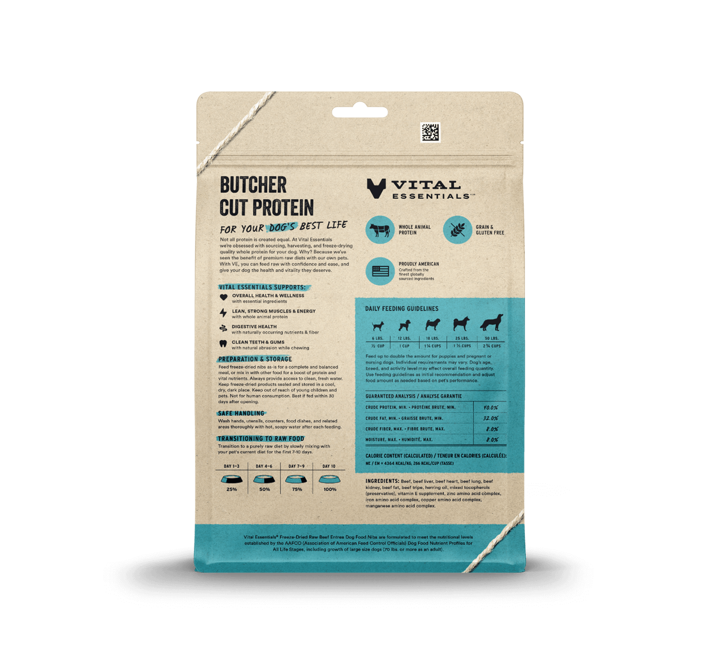 package back vital essentials®_freeze-dried raw_beef_entree_nibs_dog food