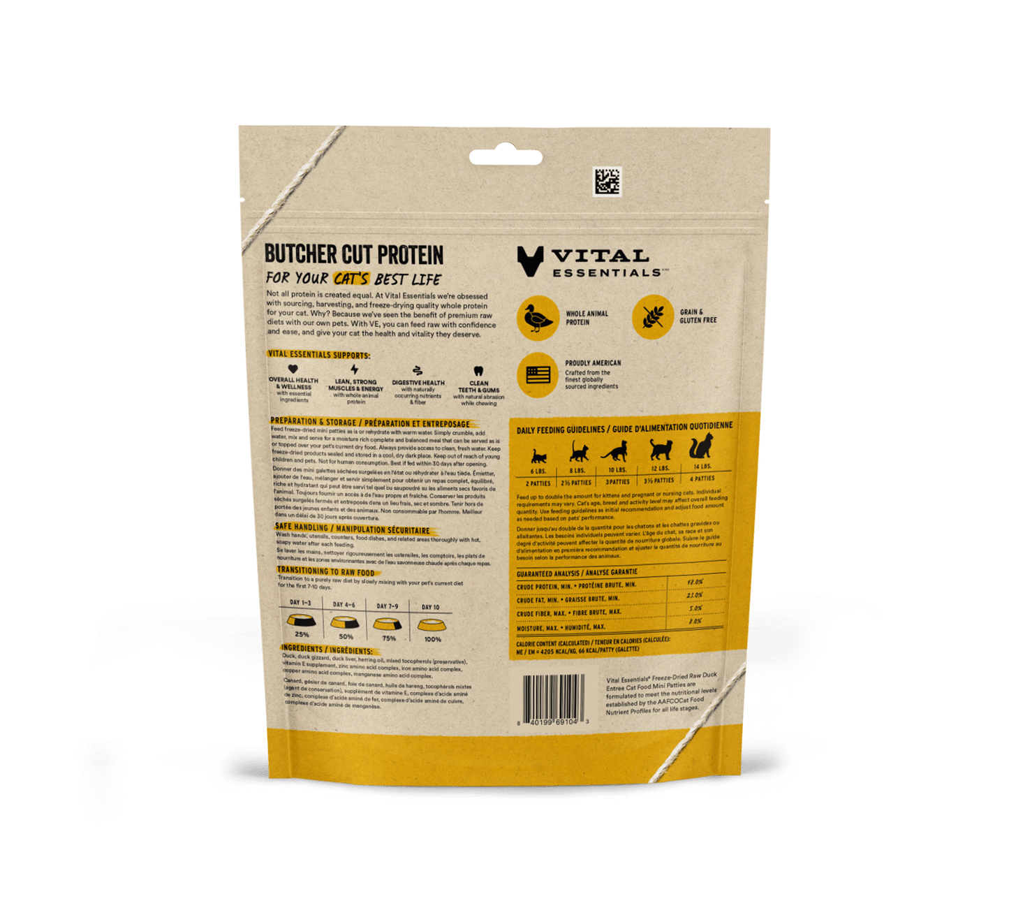 package back vital essentials®_freeze-dried raw_duck_entree_mini patties_cat food