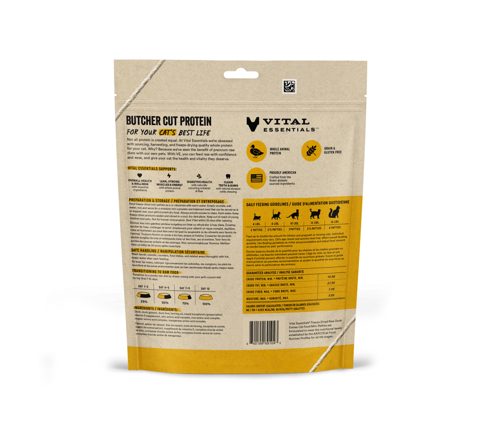 package back vital essentials®_freeze-dried raw_duck_entree_mini patties_cat food