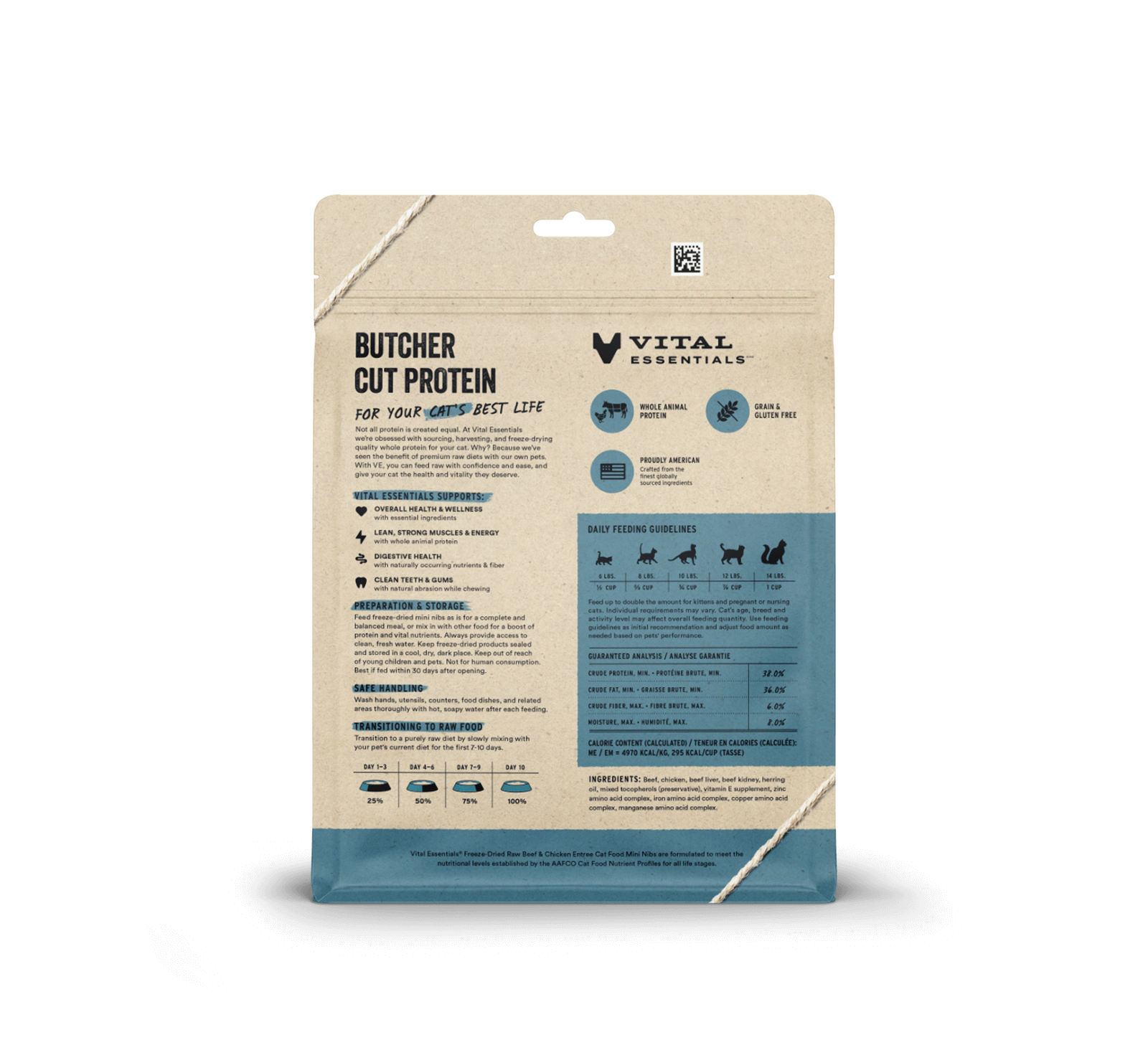 package back vital essentials®_freeze-dried raw_beef & chicken_entree_mini nibs_cat food