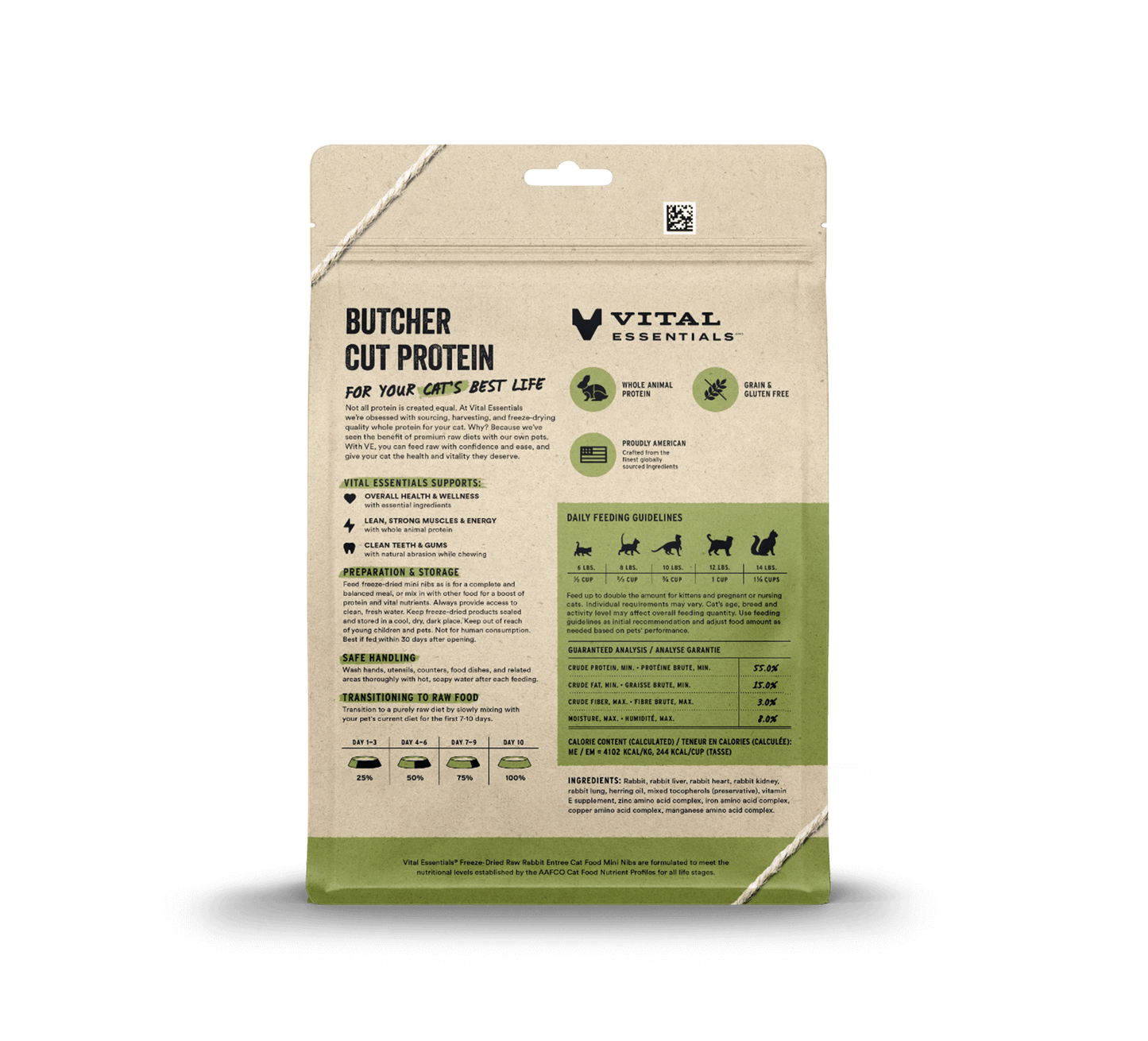 package back vital essentials®_freeze-dried raw_rabbit_entree_mini nibs_cat food