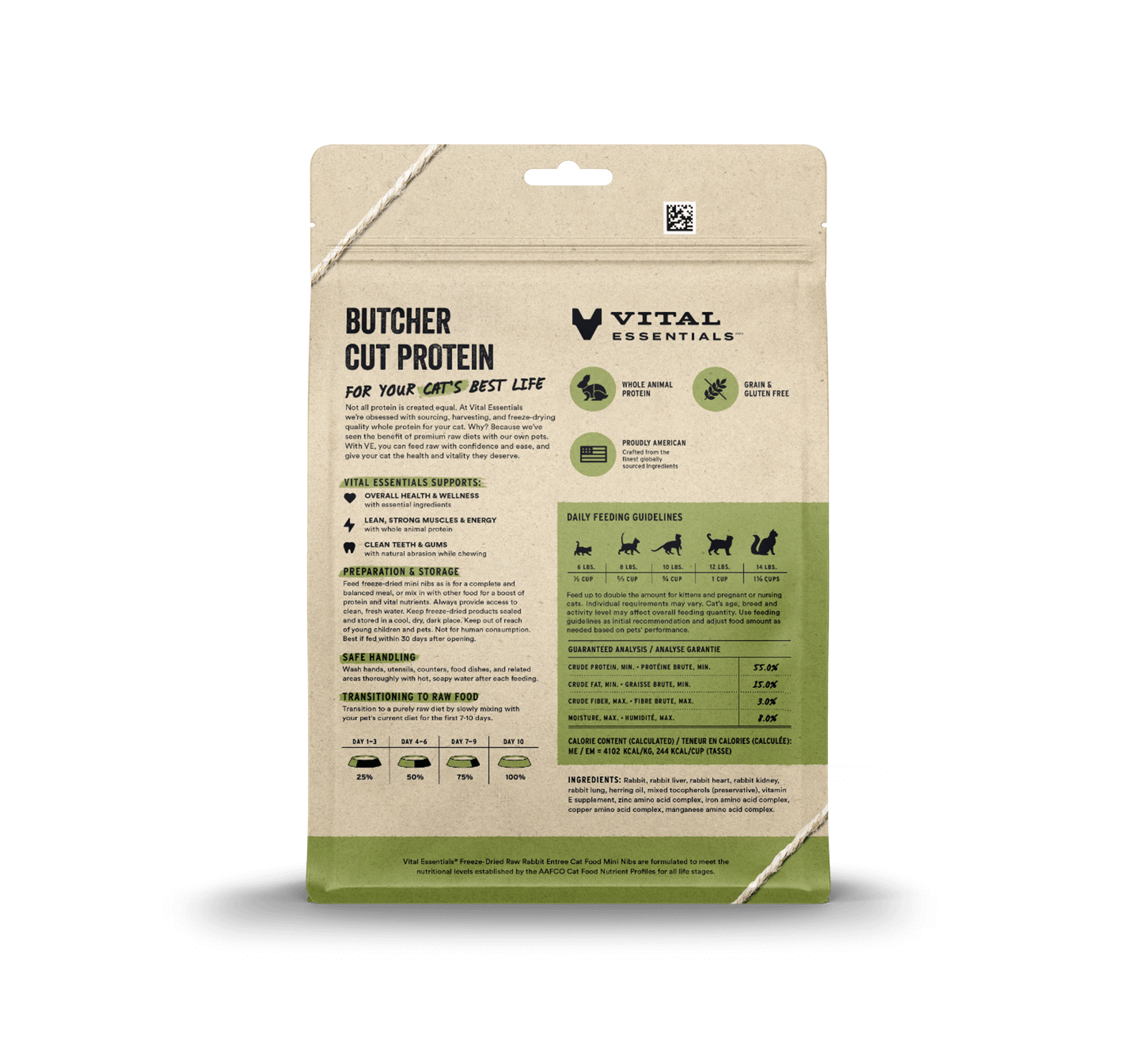 package back vital essentials®_freeze-dried raw_rabbit_entree_mini nibs_cat food