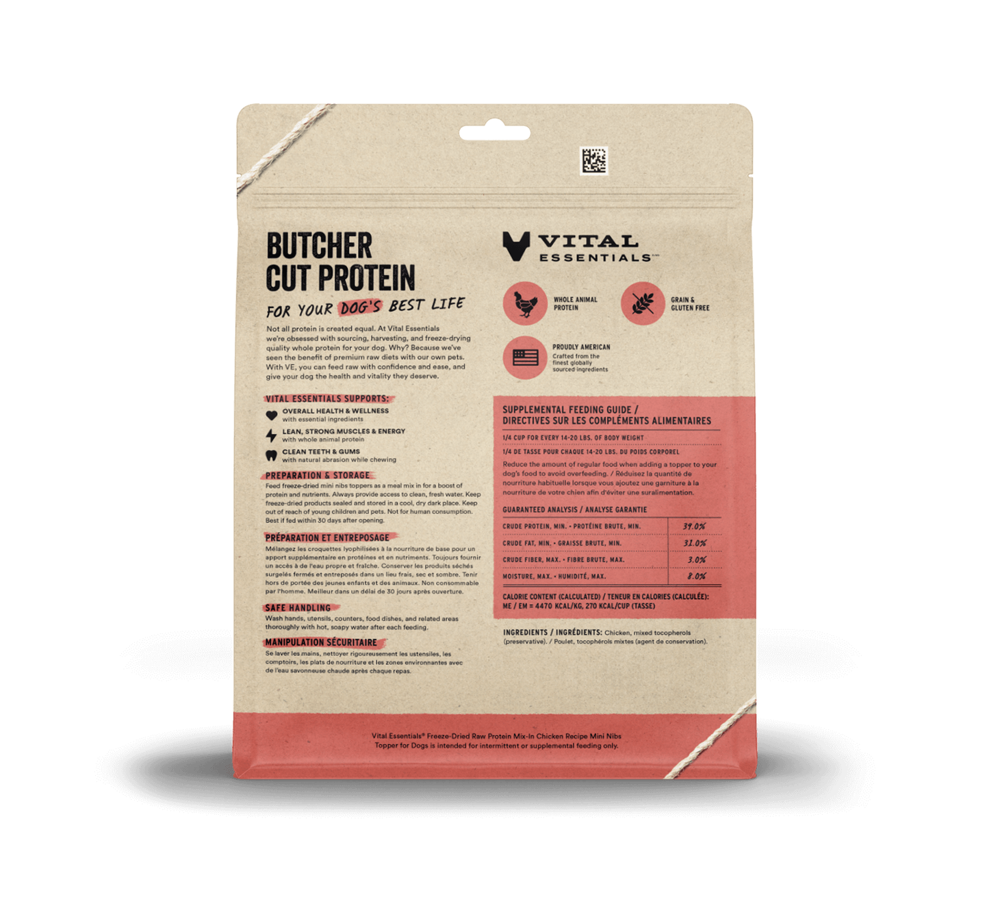 package back vital essentials®_freeze-dried raw protein mix-in_chicken_recipe_mini nibs_topper for dogs