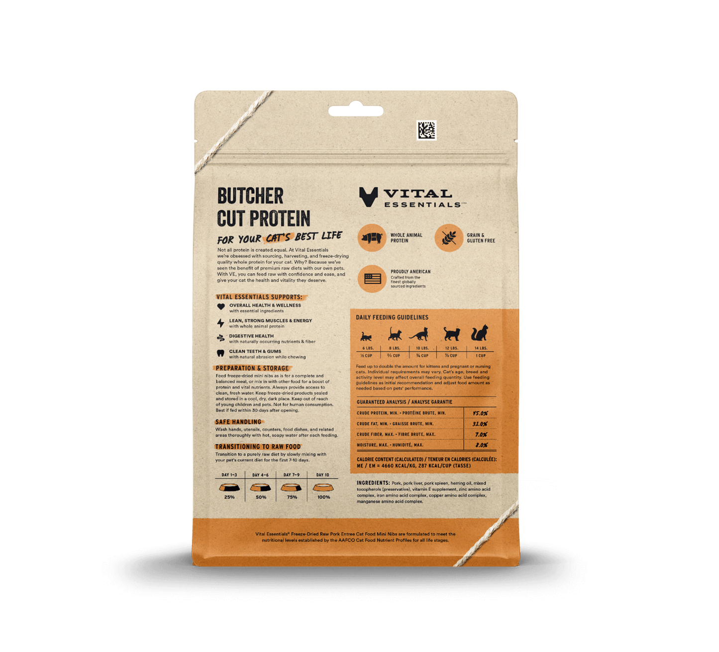 package back vital essentials®_freeze-dried raw_pork_entree_mini nibs_cat food