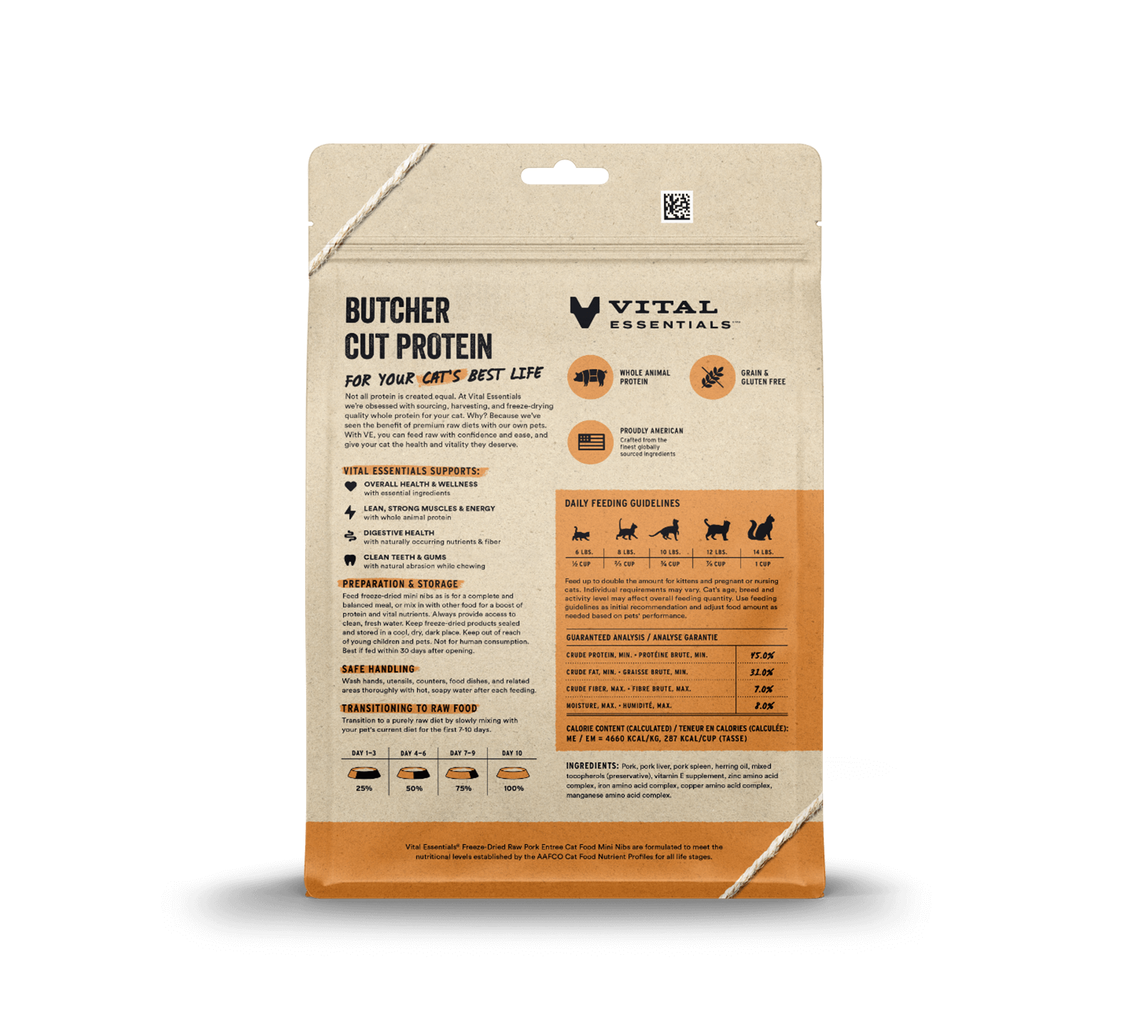 package back vital essentials®_freeze-dried raw_pork_entree_mini nibs_cat food