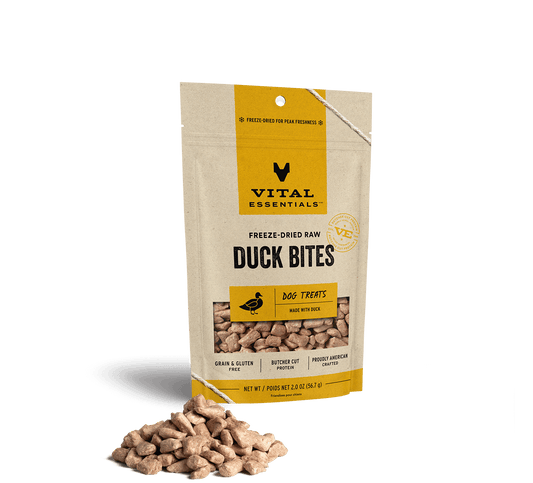 package front vital essentials®_freeze-dried raw_duck_bites__dog treats