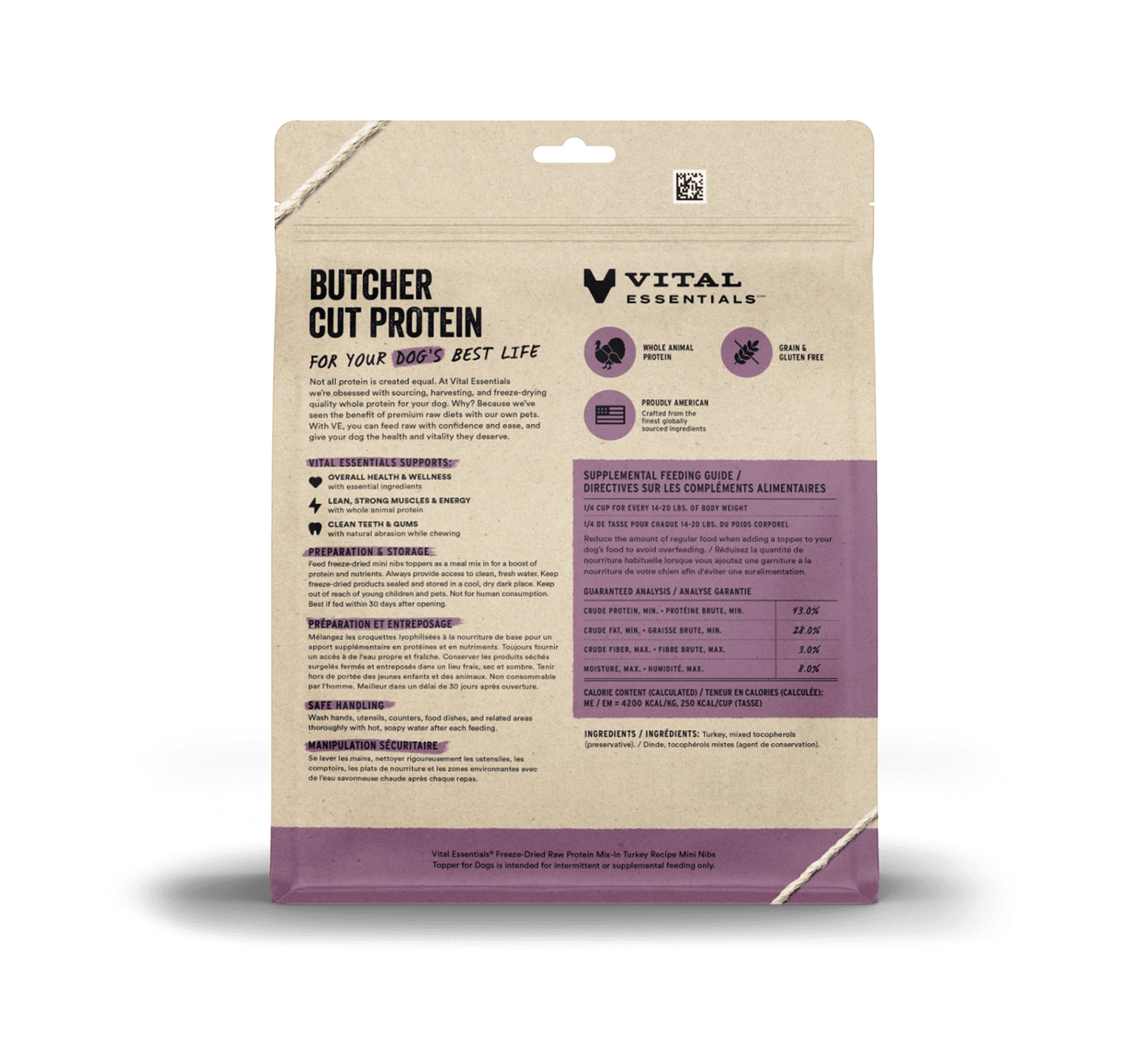 package back vital essentials®_freeze-dried raw protein mix-in_turkey_recipe_mini nibs_topper for dogs