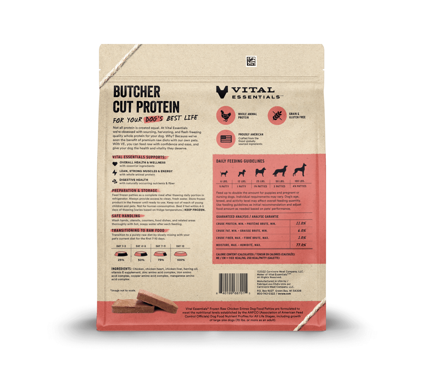 package back vital essentials®_frozen raw_chicken_entree_patties_dog food