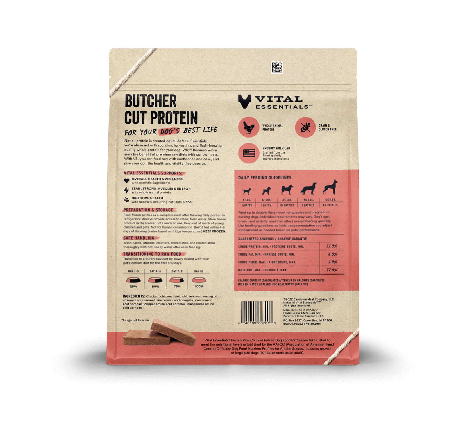 package back vital essentials®_frozen raw_chicken_entree_patties_dog food