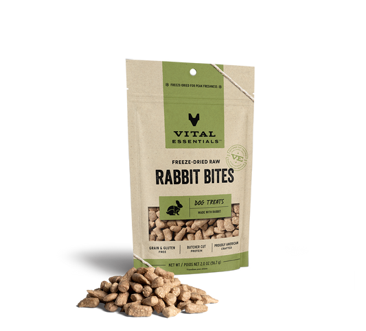 package front vital essentials®_freeze-dried raw_rabbit_bites__dog treats