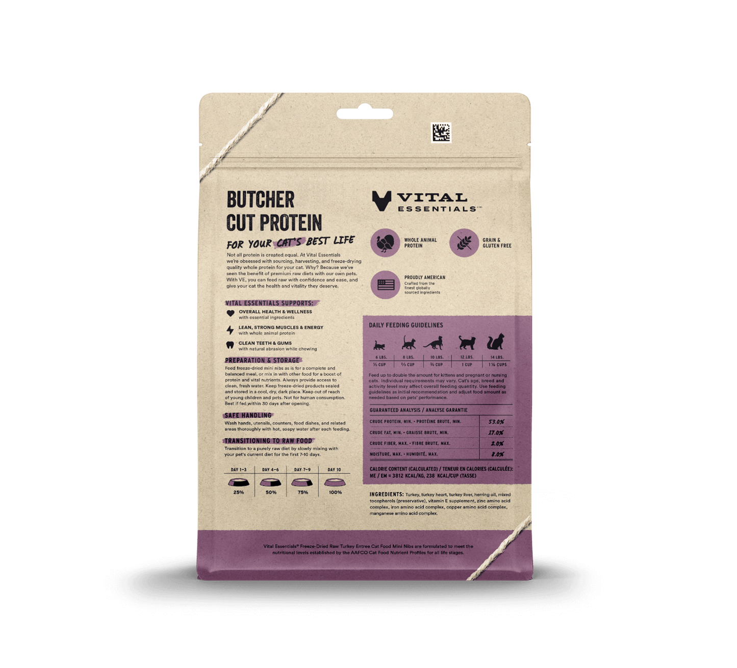 package back vital essentials®_freeze-dried raw_turkey_entree_mini nibs_cat food