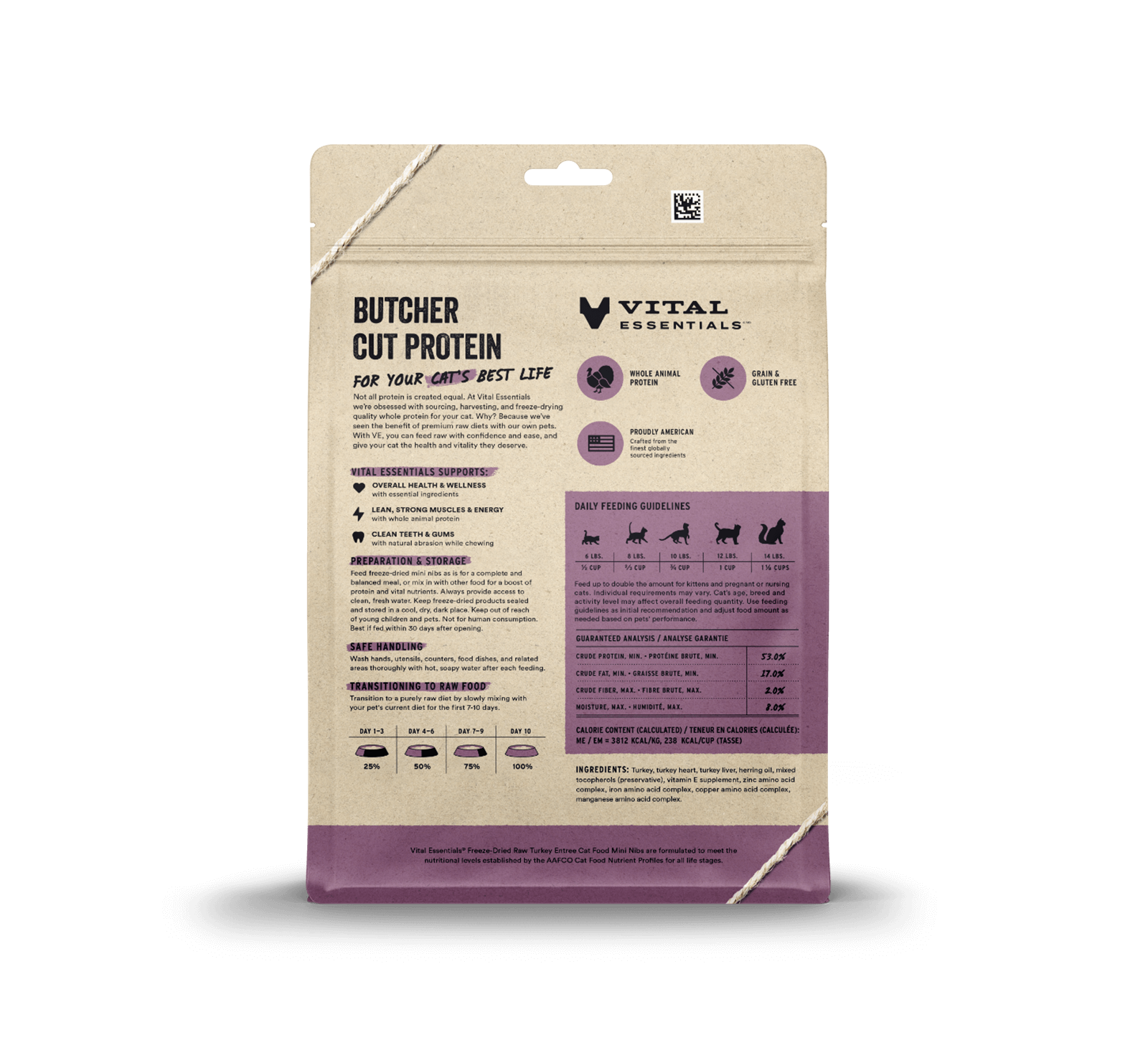 package back vital essentials®_freeze-dried raw_turkey_entree_mini nibs_cat food