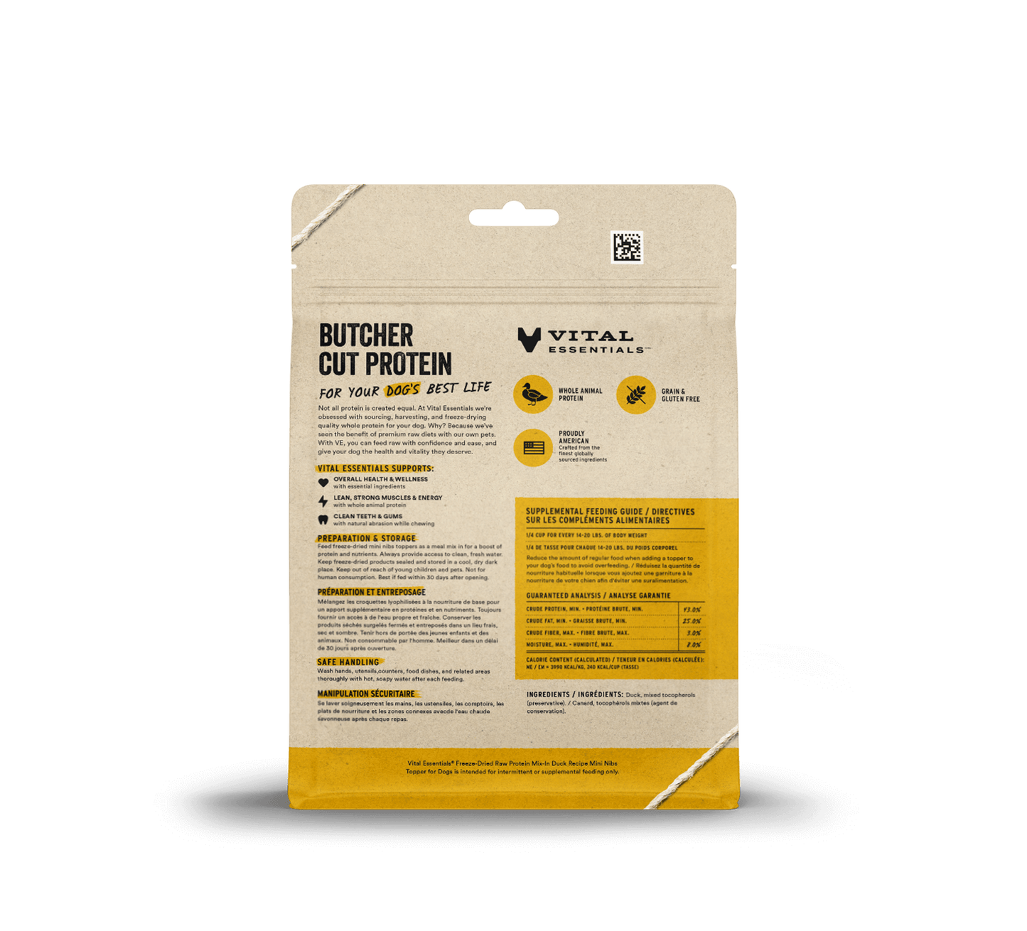 package back vital essentials®_freeze-dried raw protein mix-in_duck_recipe_mini nibs_topper for dogs