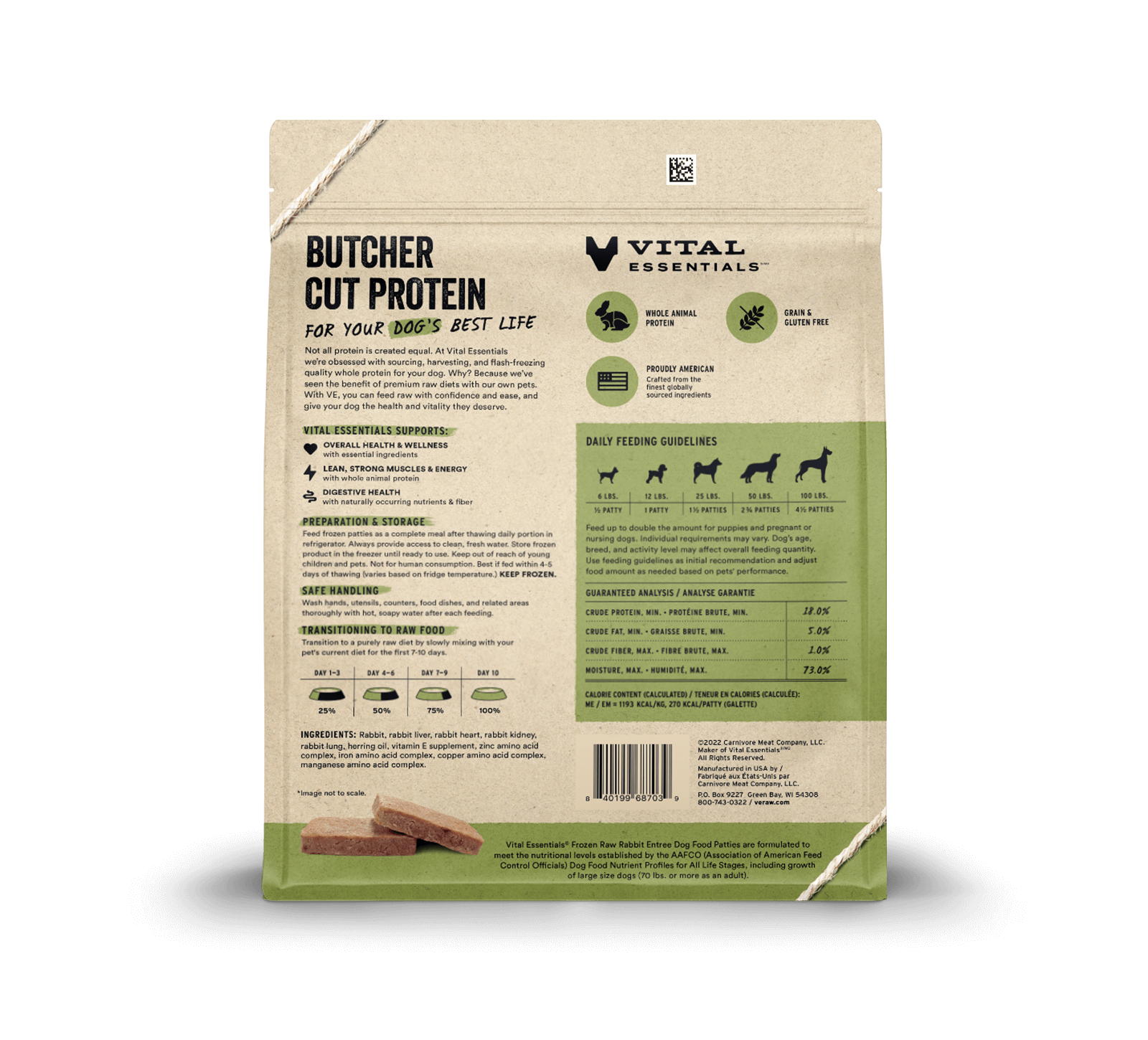 package back vital essentials®_frozen raw_rabbit_entree_patties_dog food