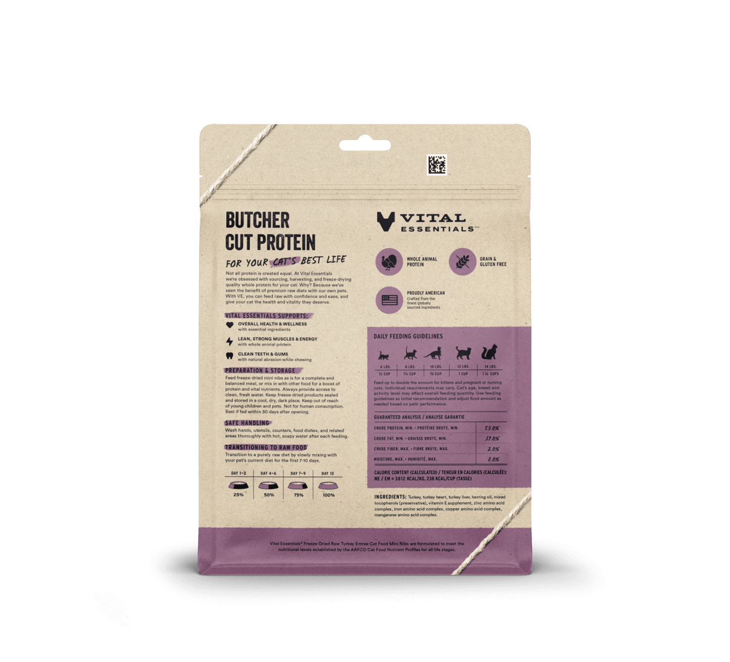 package back vital essentials®_freeze-dried raw_turkey_entree_mini nibs_cat food