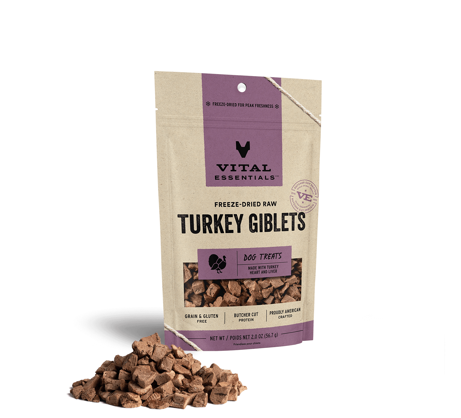 package front vital essentials®_freeze-dried raw_turkey giblets___dog treats