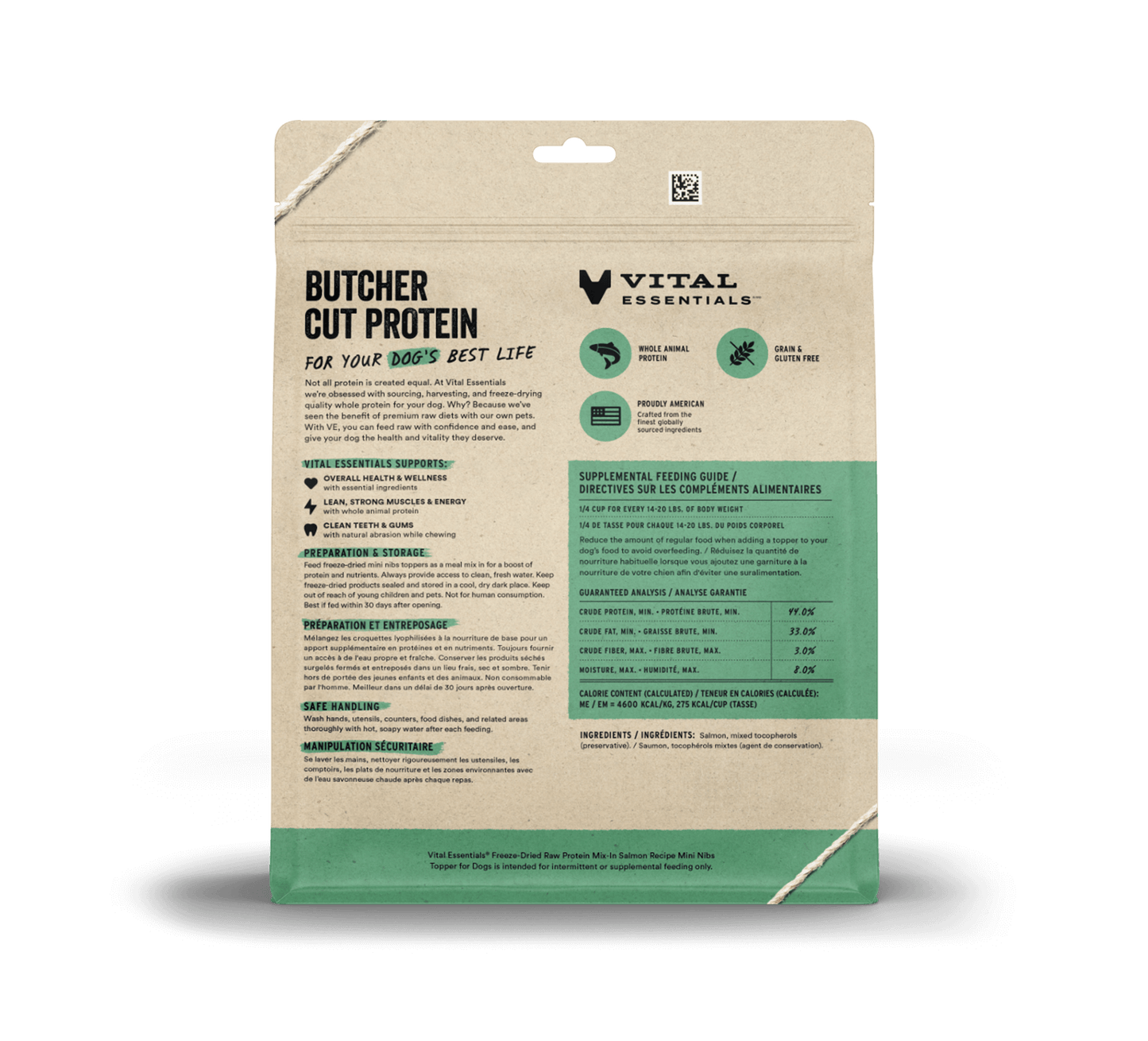 package back vital essentials®_freeze-dried raw protein mix-in_salmon_recipe_mini nibs_topper for dogs