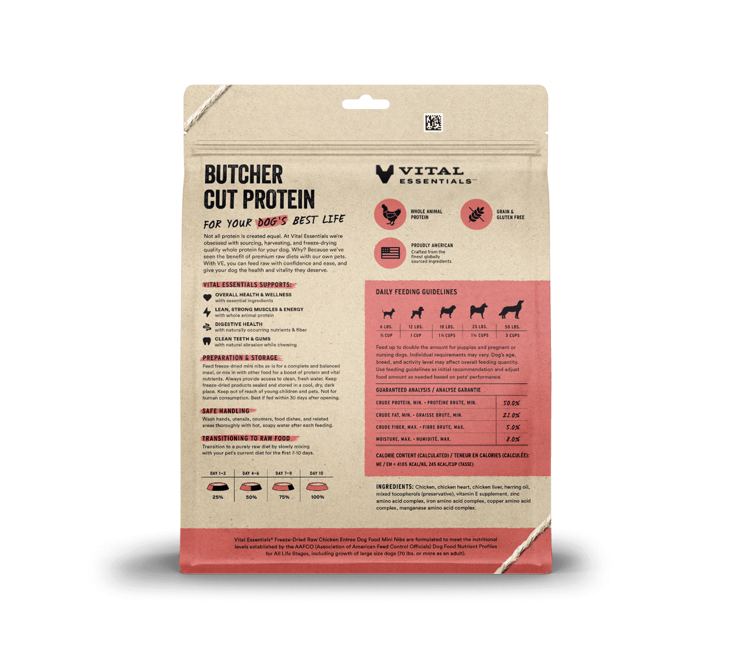 package back vital essentials®_freeze-dried raw_chicken_entree_mini nibs_dog food