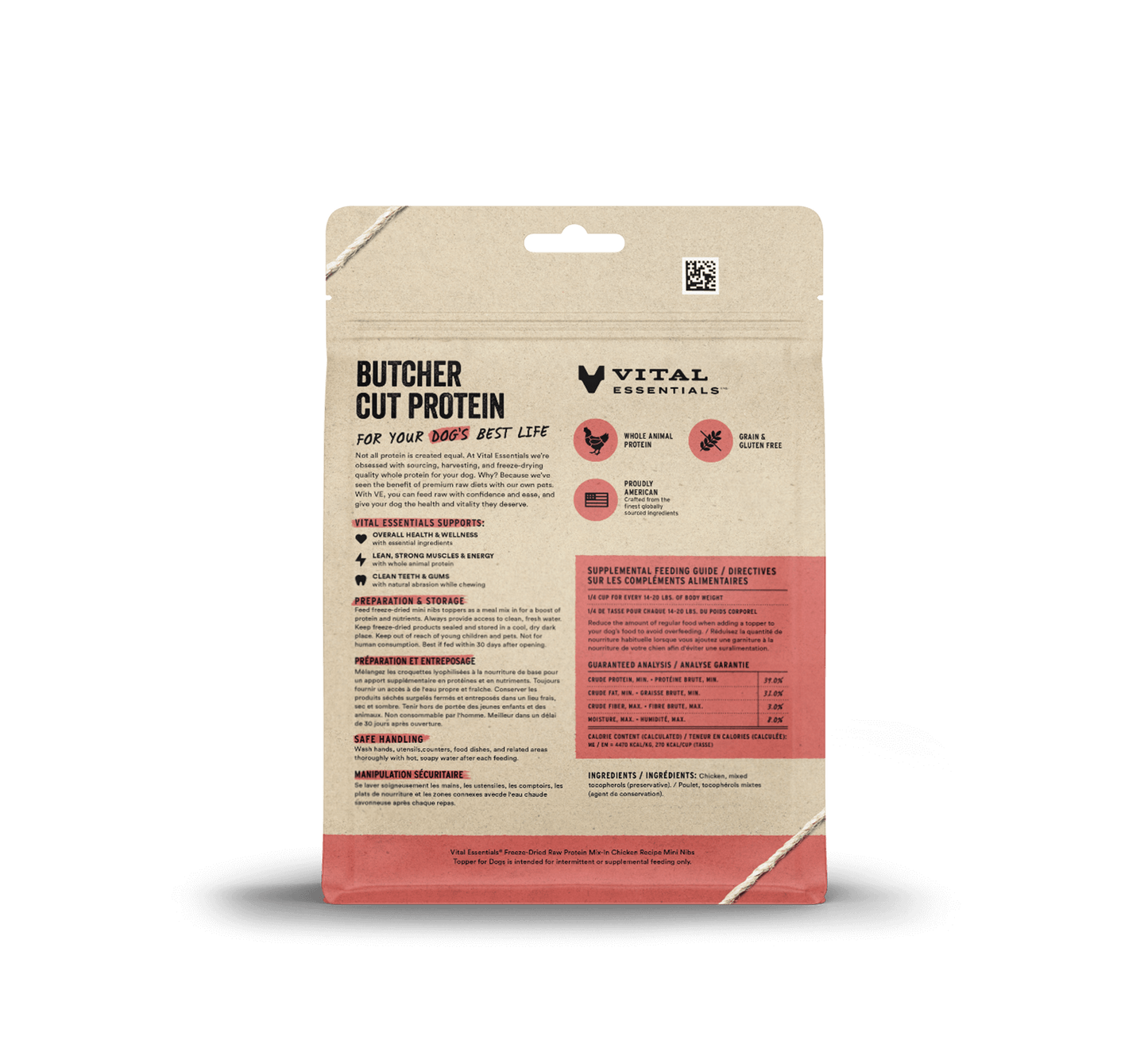 package back vital essentials®_freeze-dried raw protein mix-in_chicken_recipe_mini nibs_topper for dogs