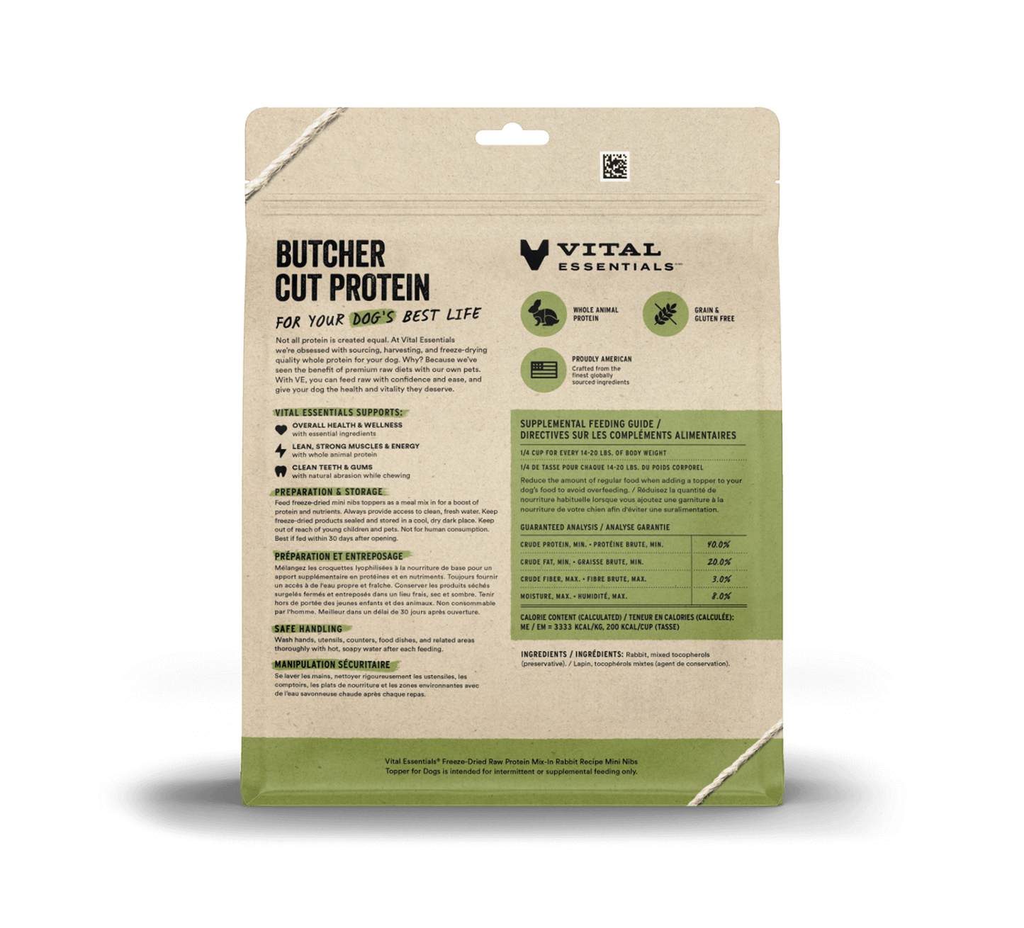 package back vital essentials®_freeze-dried raw protein mix-in_rabbit_recipe_mini nibs_topper for dogs