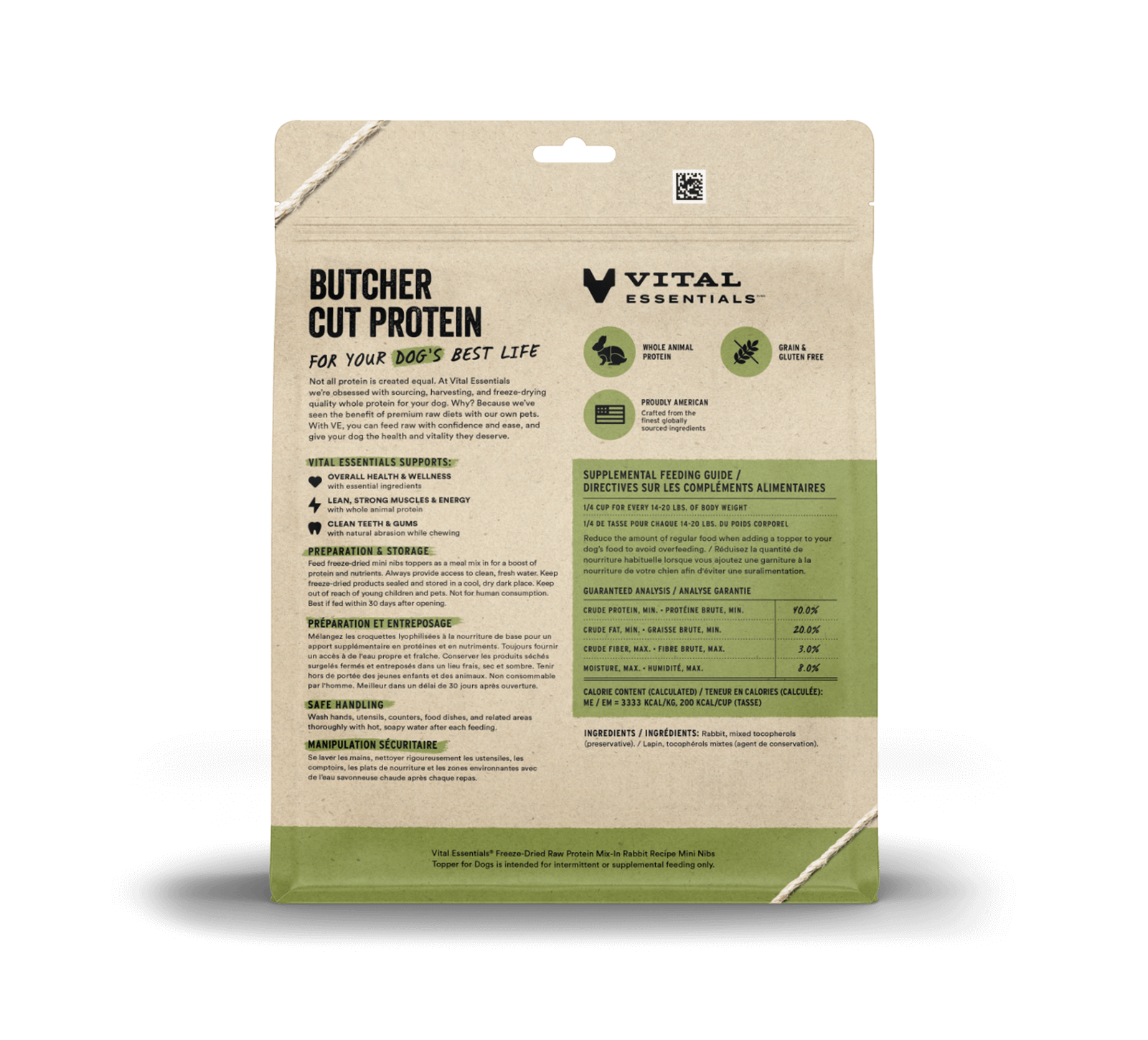 package back vital essentials®_freeze-dried raw protein mix-in_rabbit_recipe_mini nibs_topper for dogs