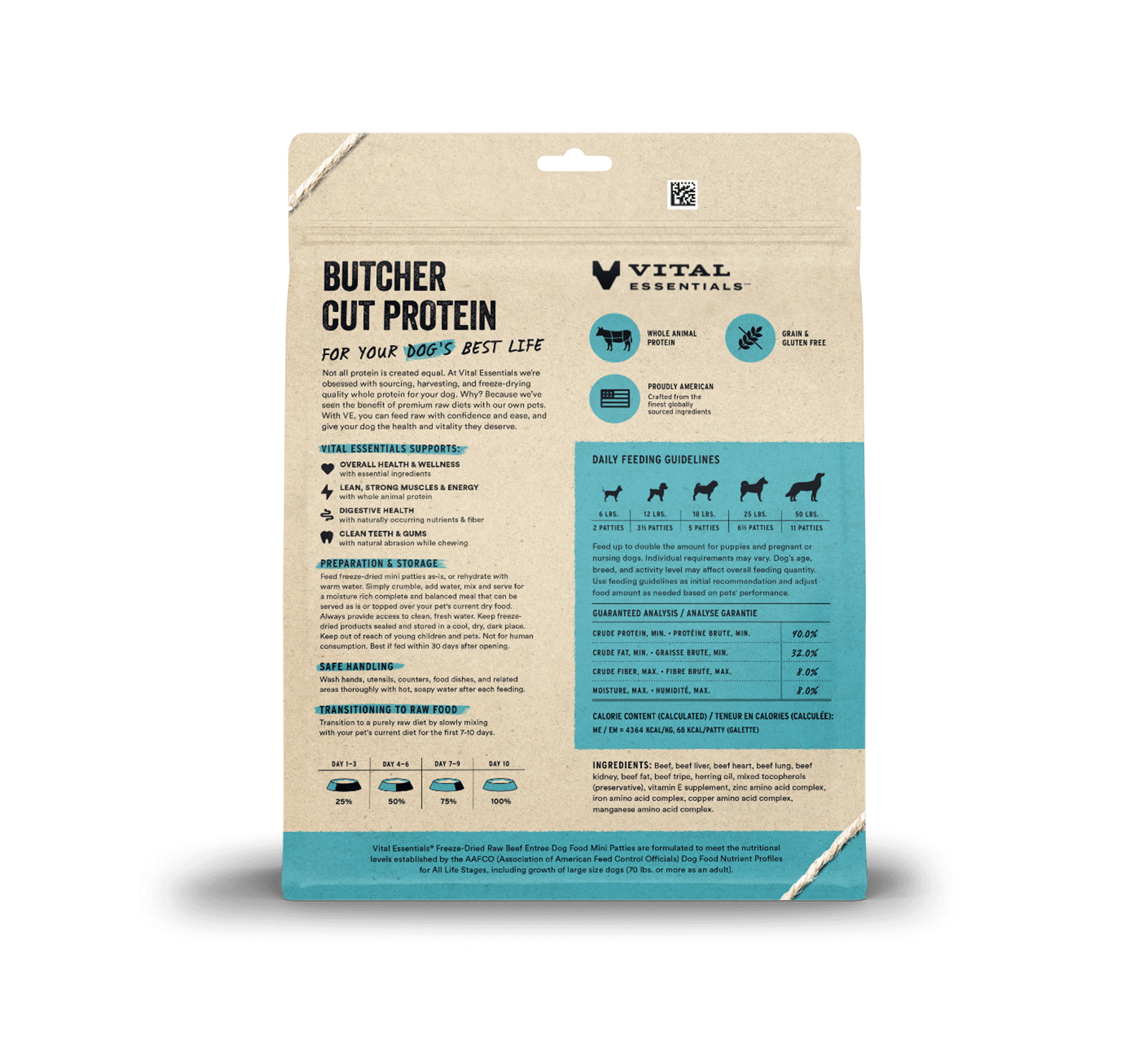 package back vital essentials®_freeze-dried raw_beef_entree_mini patties_dog food