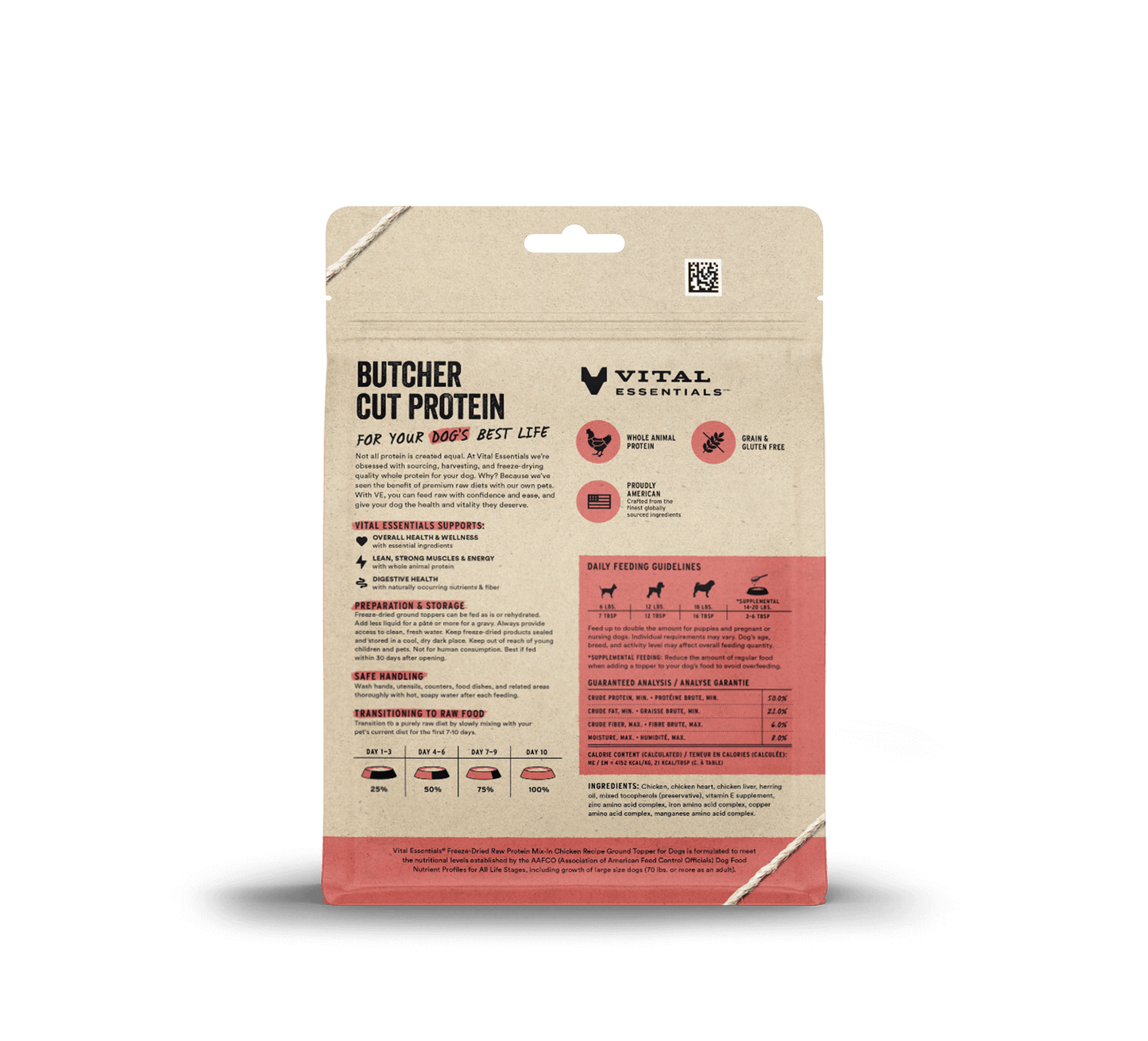 package back vital essentials®_freeze-dried raw protein mix-in_chicken_recipe_ground_topper for dogs