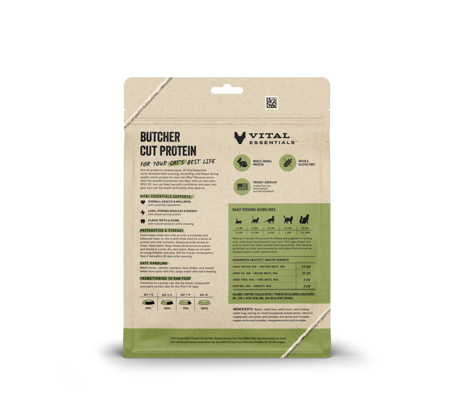 package back vital essentials®_freeze-dried raw_rabbit_entree_mini nibs_cat food